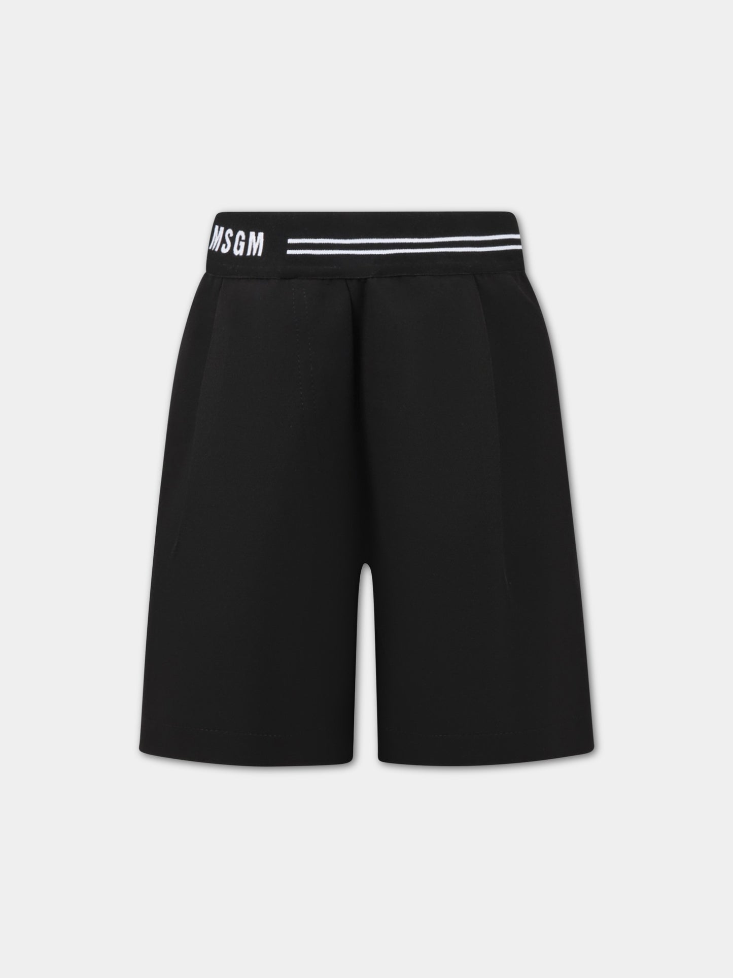 Shorts neri per bambina con logo bianco,Msgm Kids,MS029410 110