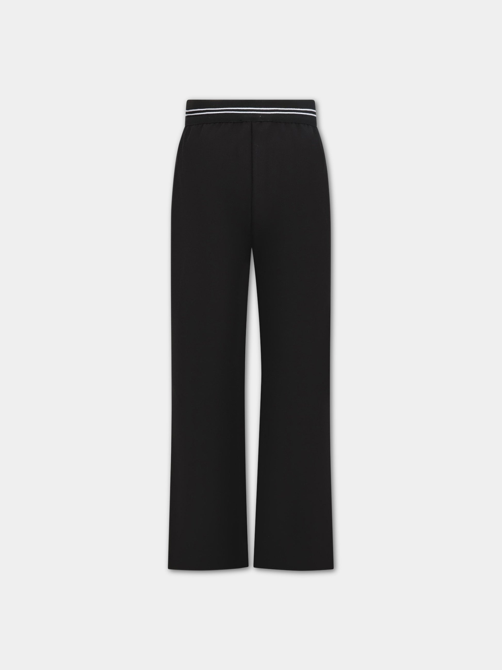 Pantaloni neri per bambina con logo bianco,Msgm Kids,MS029456 110