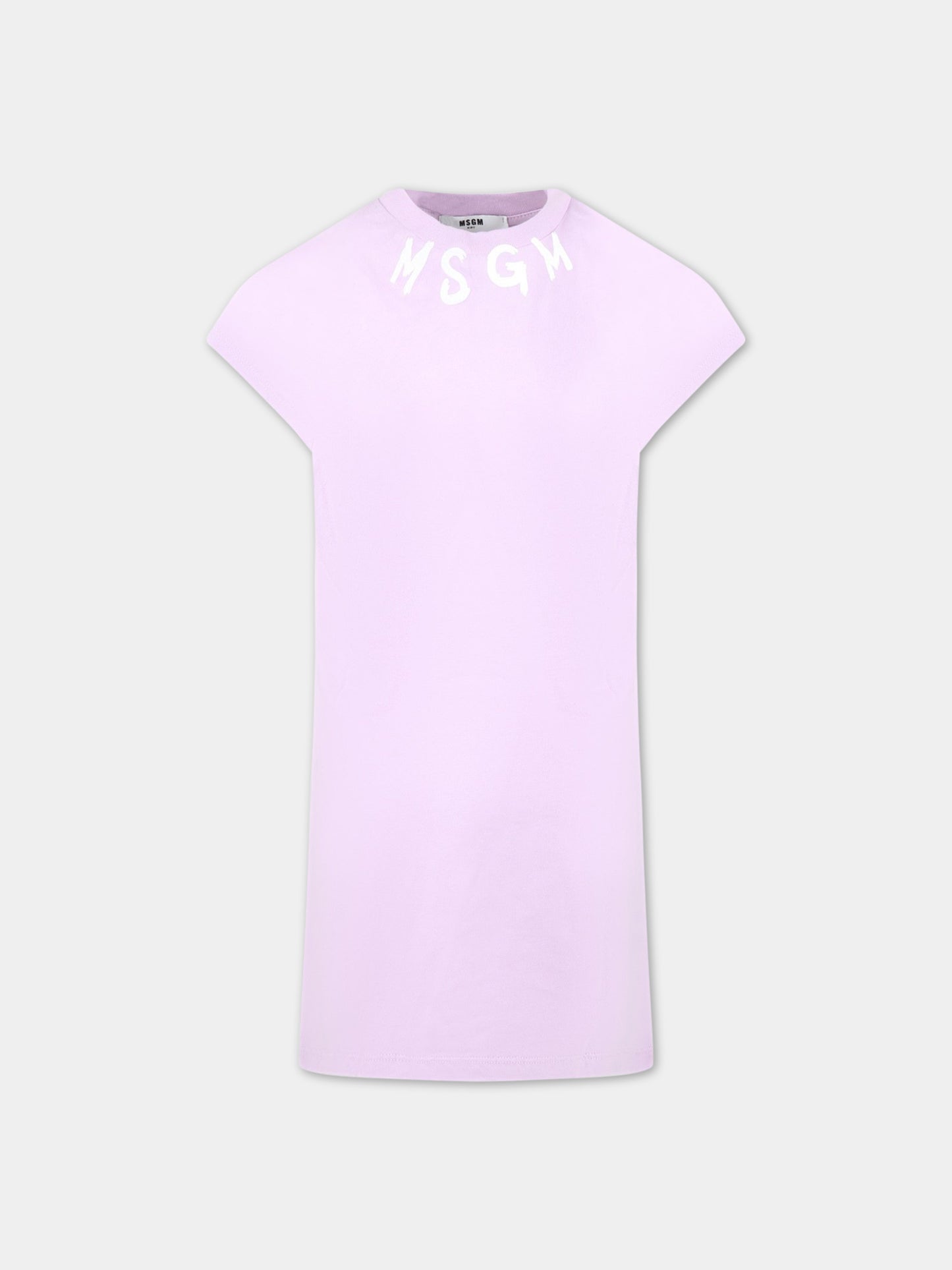 Vestito viola per bambina con logo bianco,Msgm Kids,MS029340 071