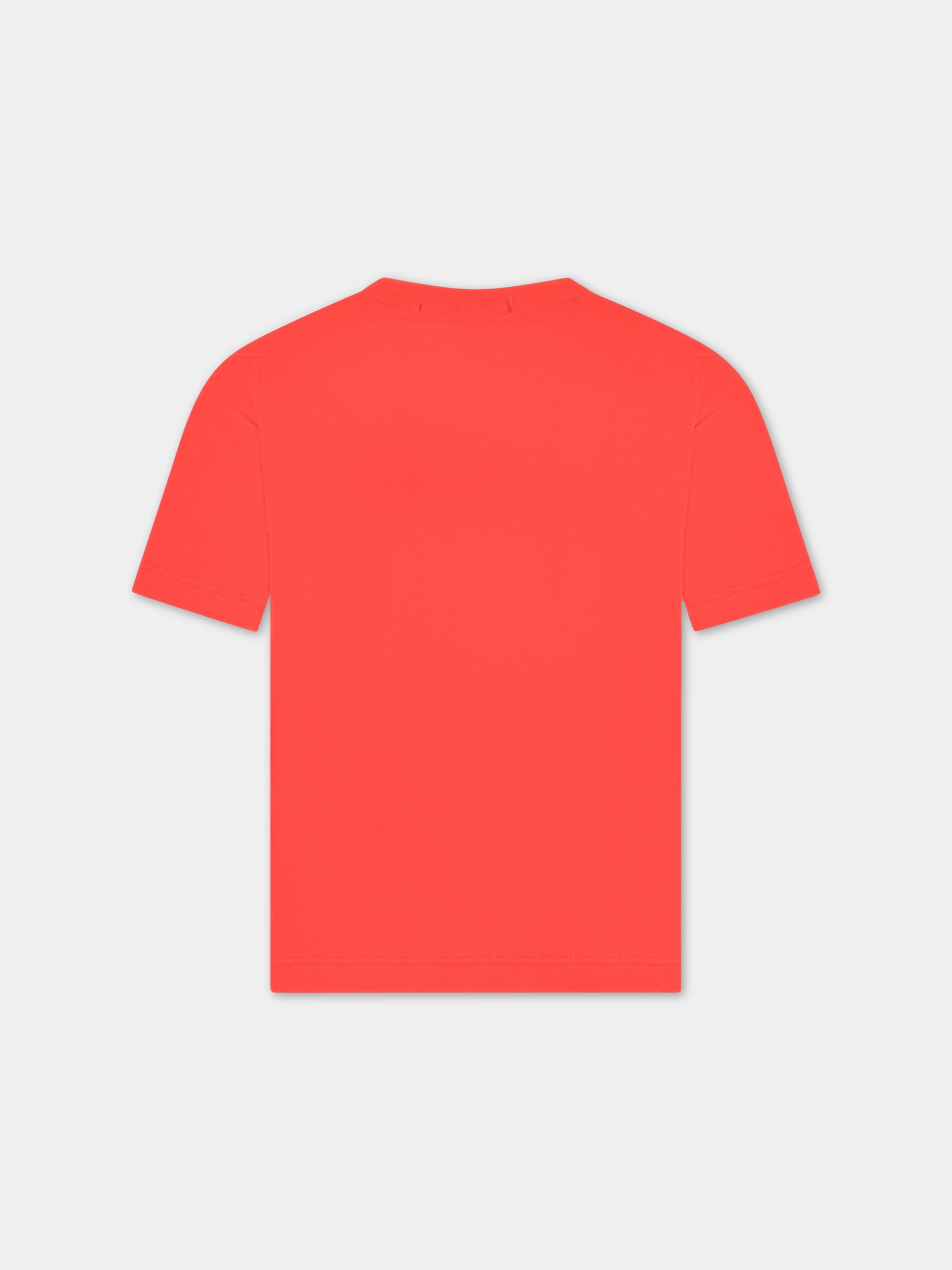 T-shirt rossa per bambino con logo bianco,Msgm Kids,MS029318 040