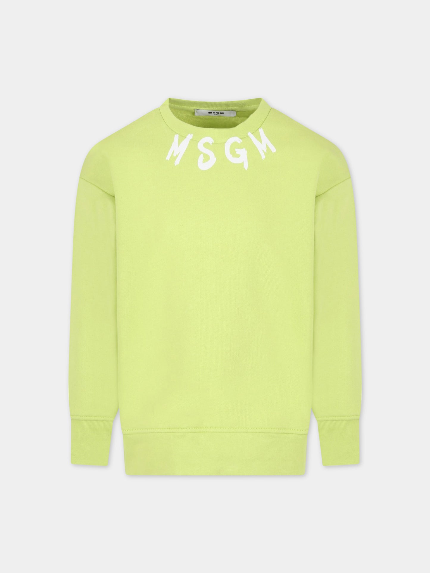 Felpa verde per bambino con logo bianco,Msgm Kids,MS029323 086