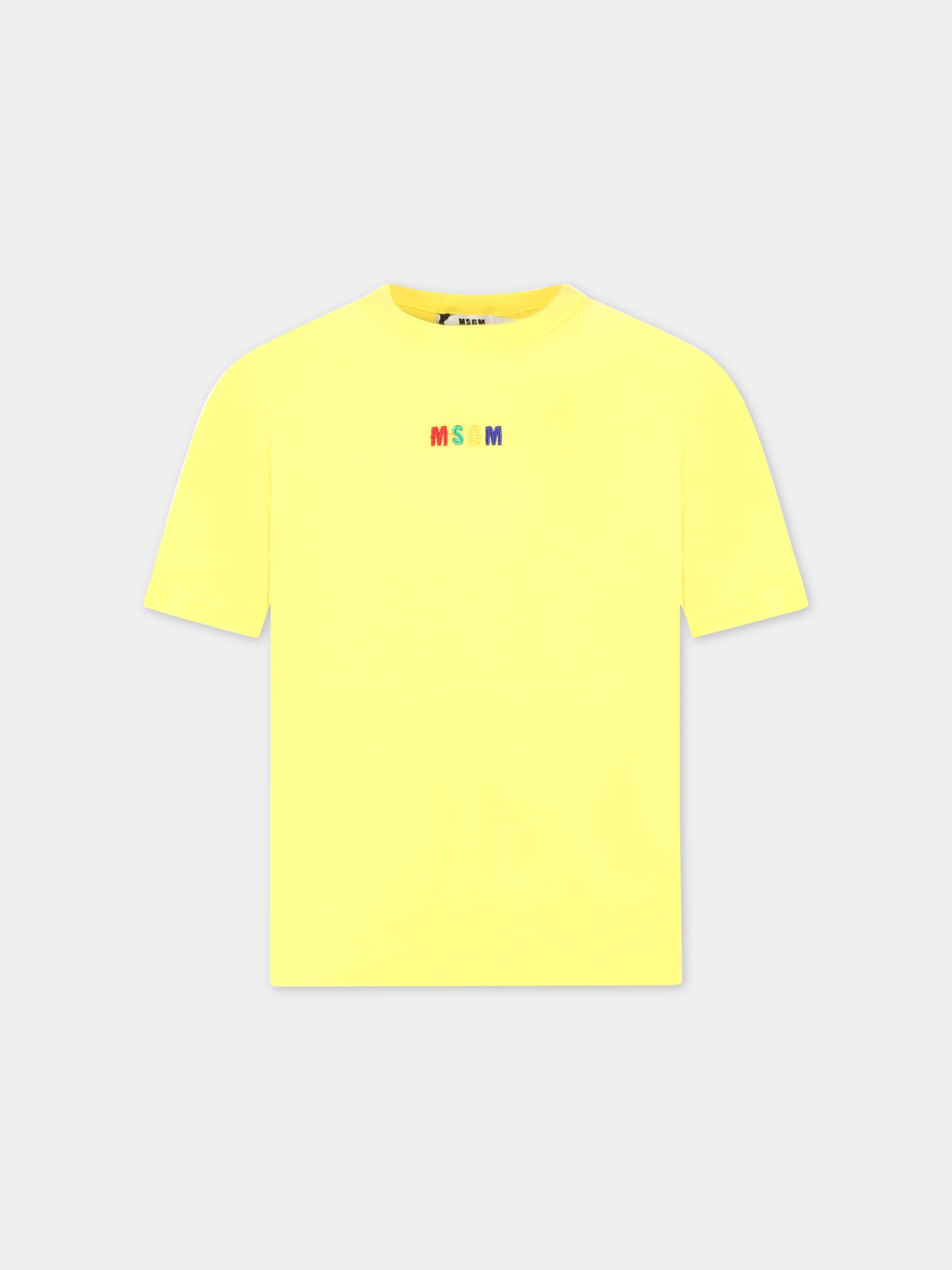 T-shirt gialla per bambini con logo multicolor,Msgm Kids,MS029319 020