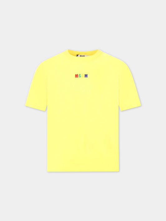 T-shirt gialla per bambini con logo multicolor,Msgm Kids,MS029319 020