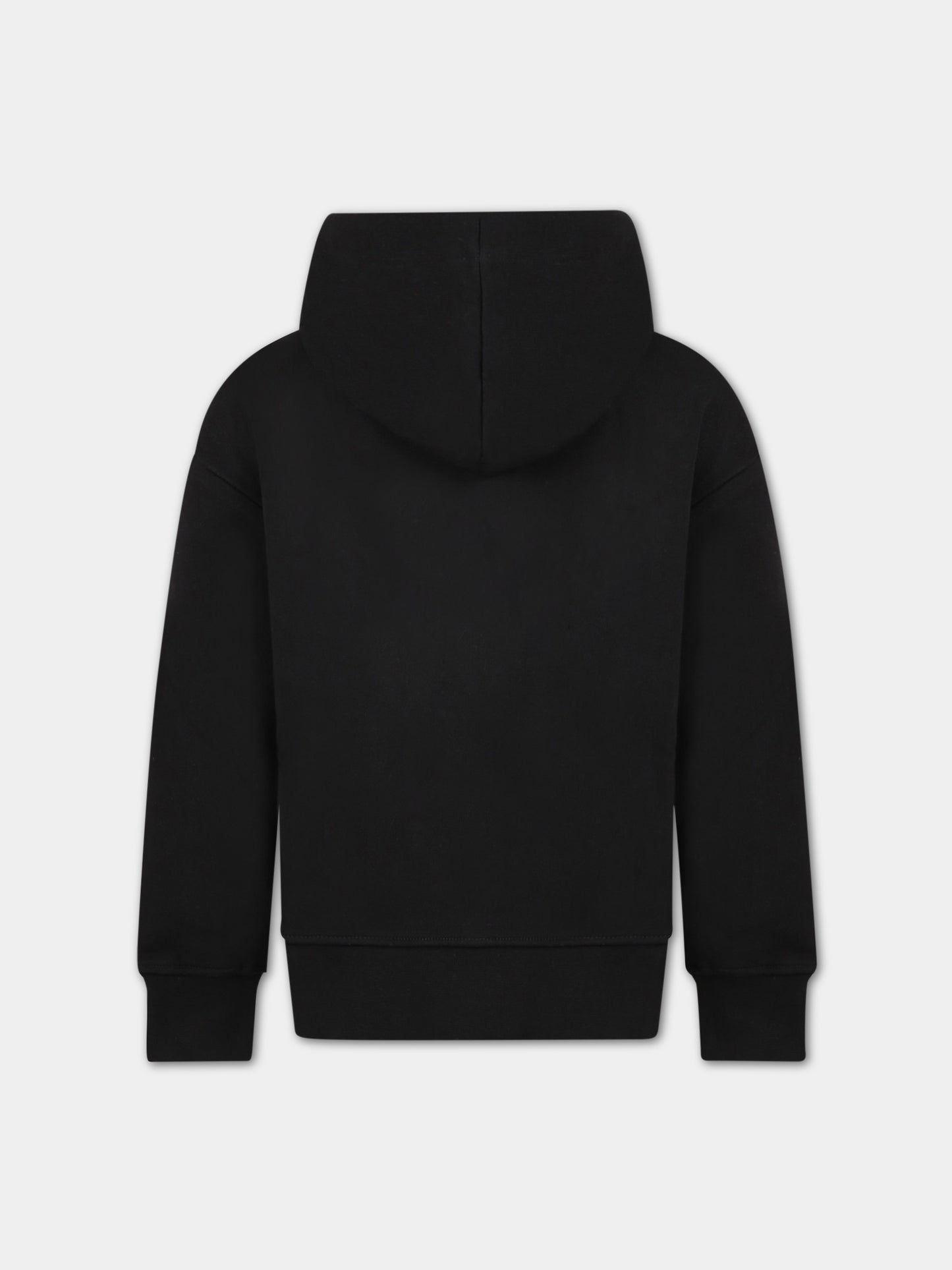 Felpa nera per bambini con logo bianco,Msgm Kids,MS029325 110