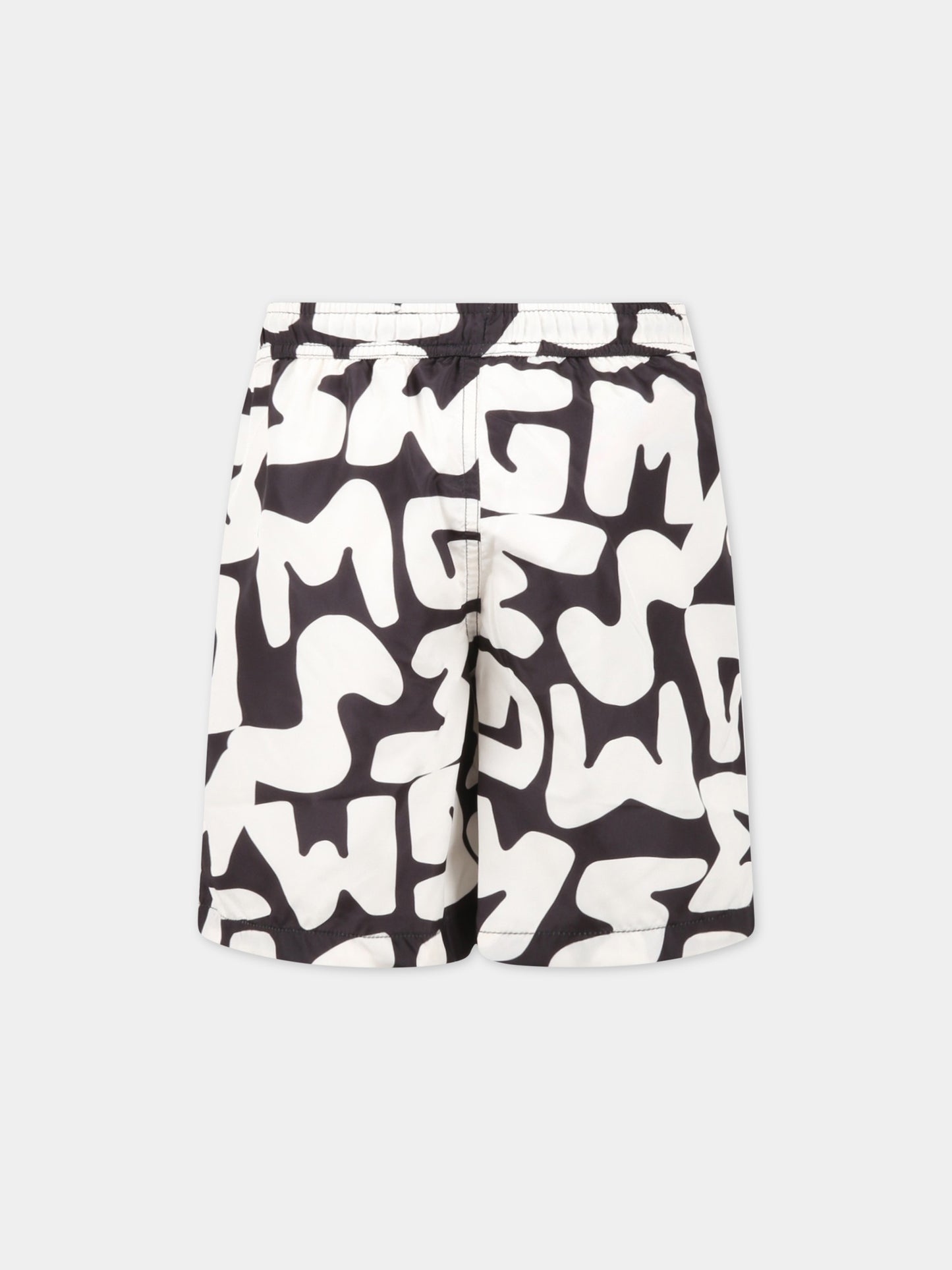 Boxer neri da mare per bambino con logo avorio,Msgm Kids,MS029532 200