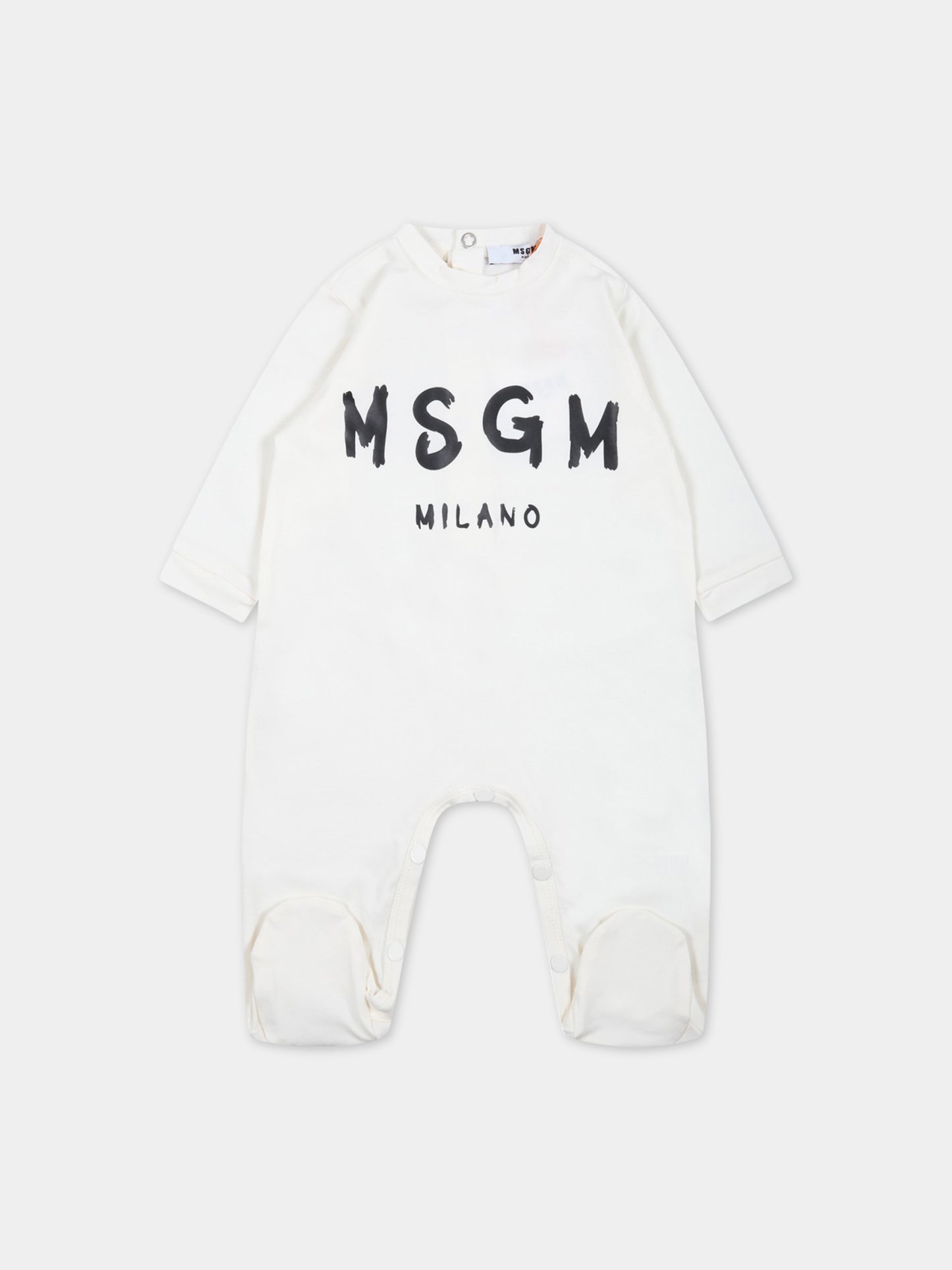 Set bianco per neonati con logo nero,Msgm Kids,MS029364 013