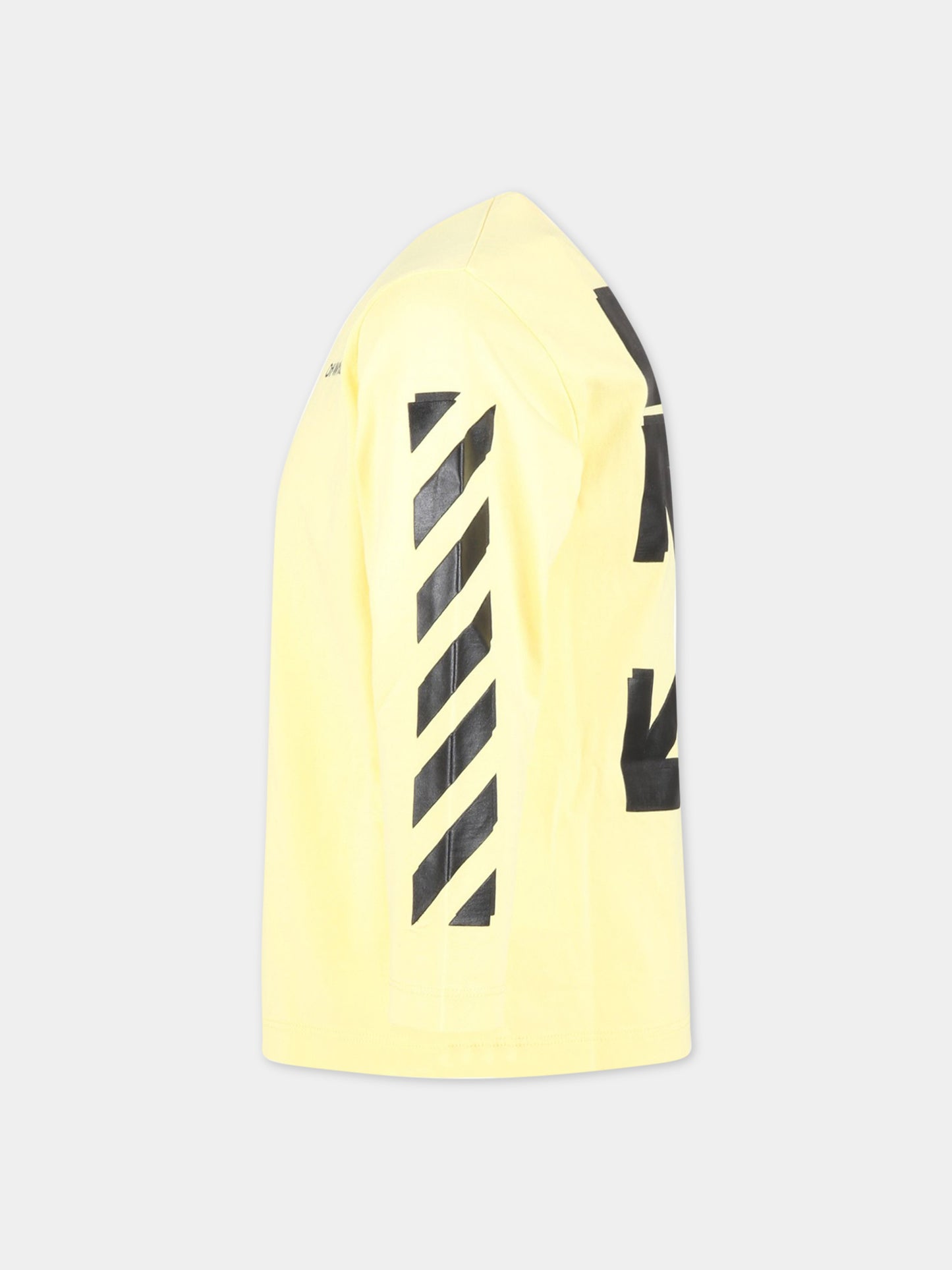 T-shirt gialla per bambino con logo nero,Off White,OBAB001S23JER0011810