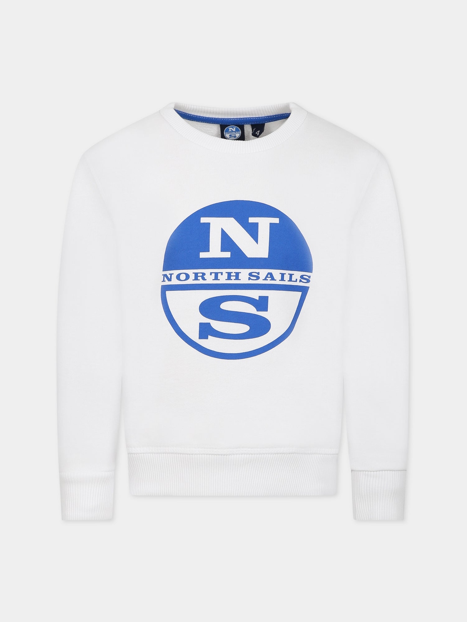 Felpa bianca per bambino con logo blu,North Sails,794406 000 0101