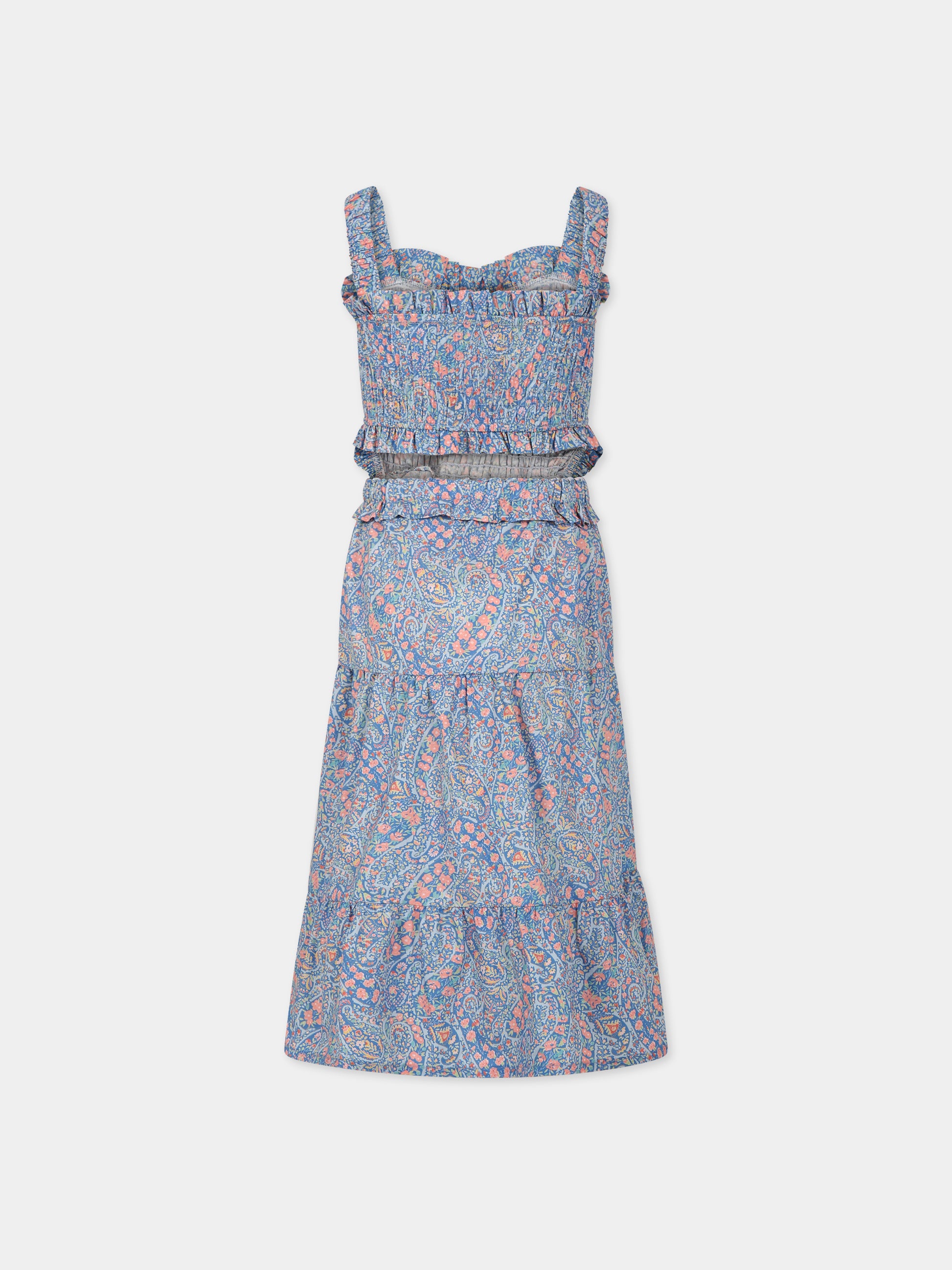 Vestito blu per bambina con stampa liberty  Bourton Bloom,The New Society,S23 K WV01 ALBERTINA