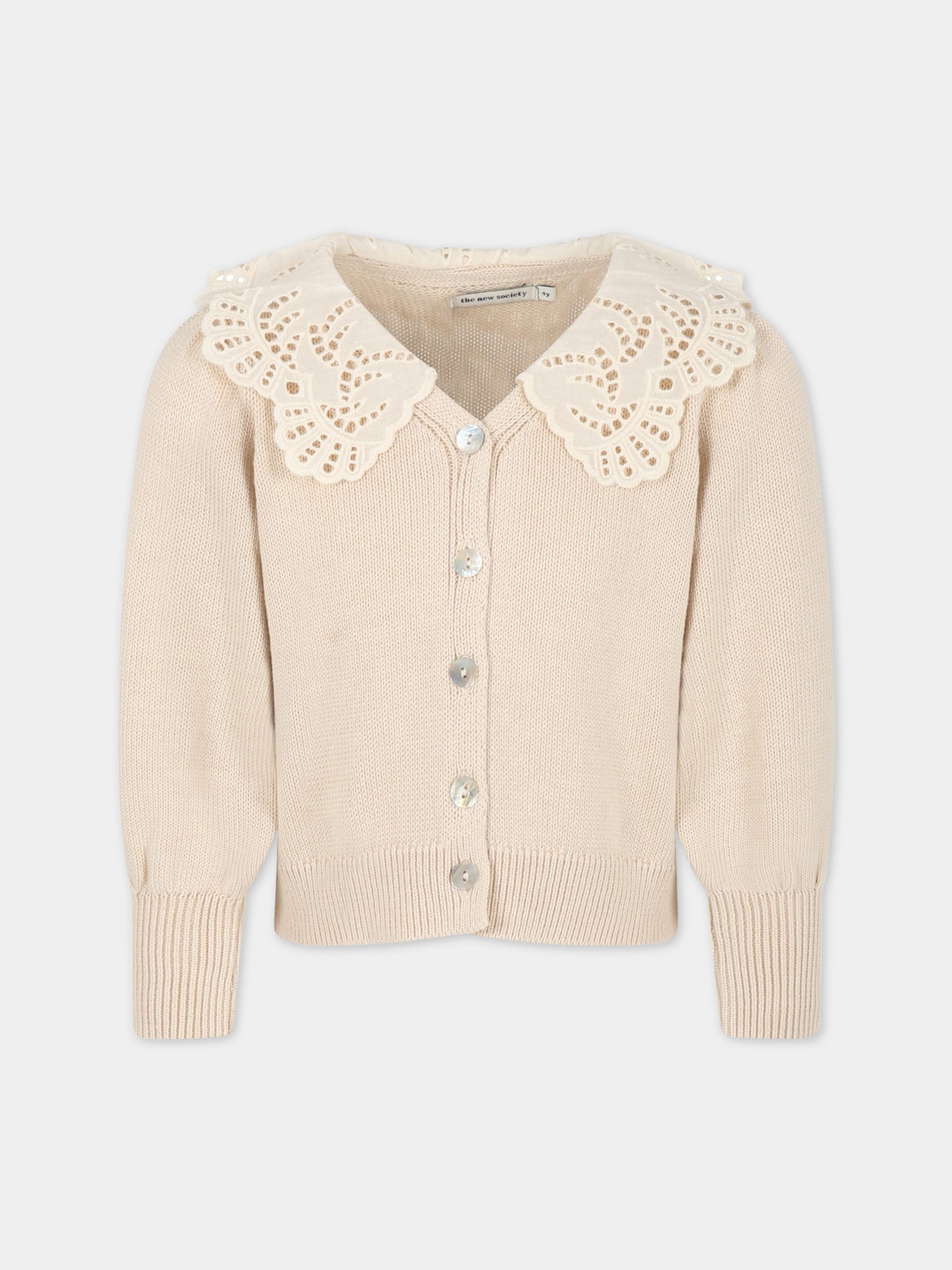 Cardigan avorio per bambina,The New Society,S23 K KN011 VENERA