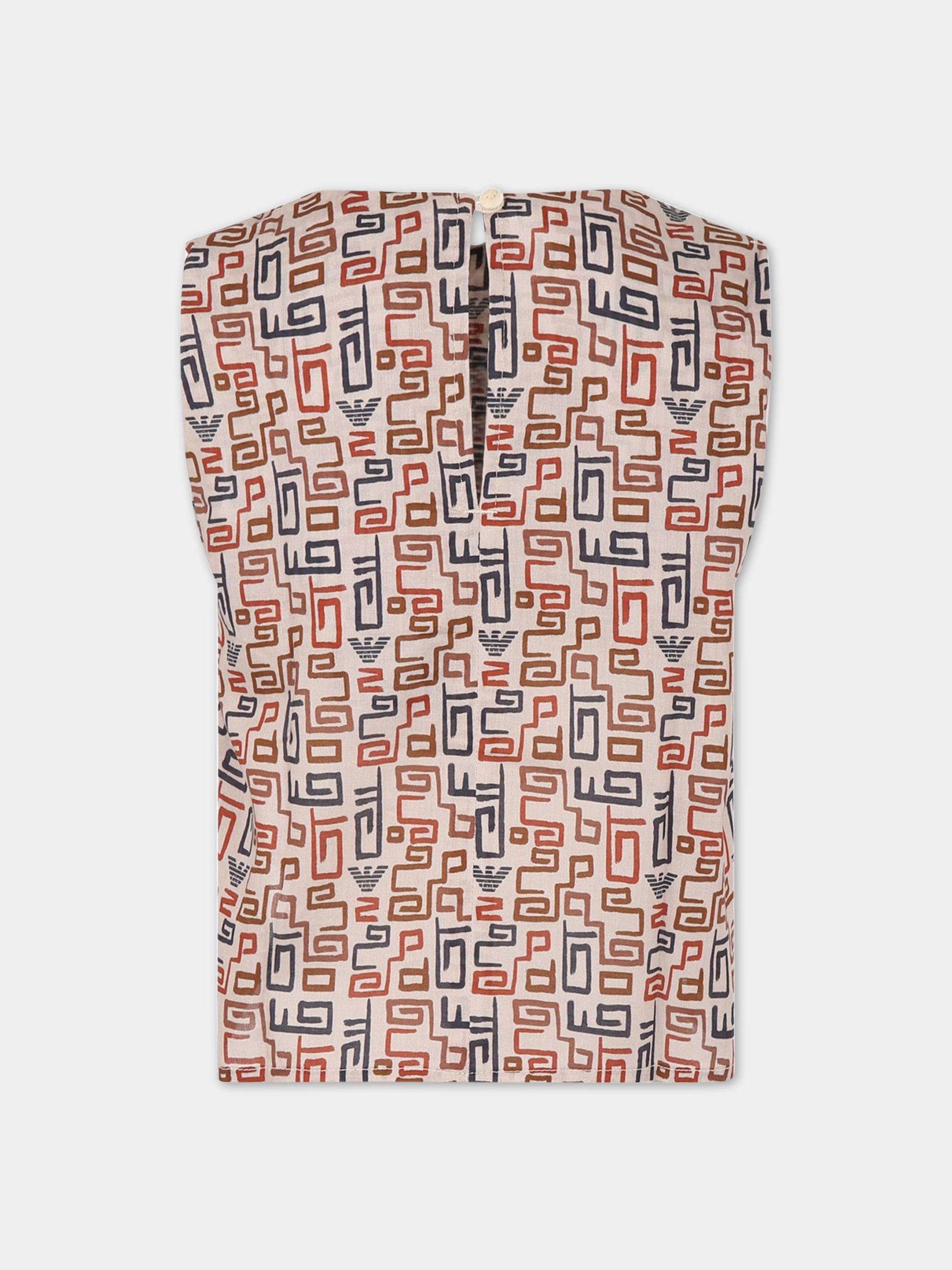 T-shirt avorio per bambina con logo,Armani Junior,3R3H02 1NS9Z F184