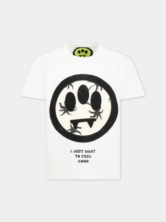 T-shirt bianca per bambino con smile nero,Barrow,032936 002