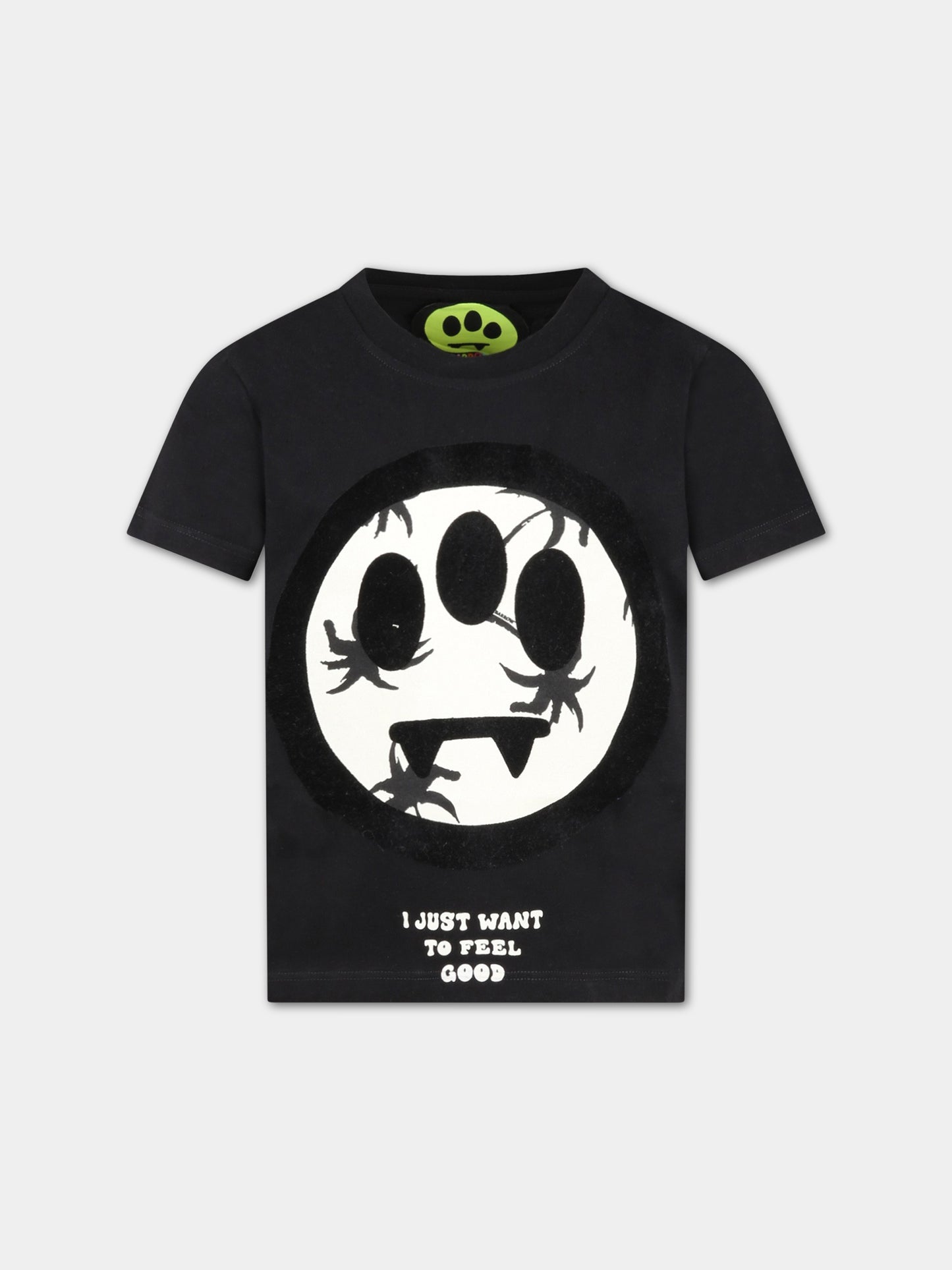 T-shirt nera per bambino con smile bianco,Barrow,032936 110