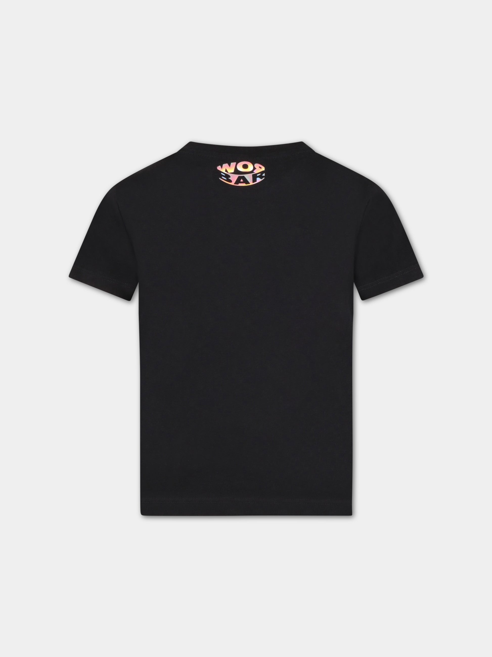 T-shirt nera per bambino con smile bianco,Barrow,032936 110