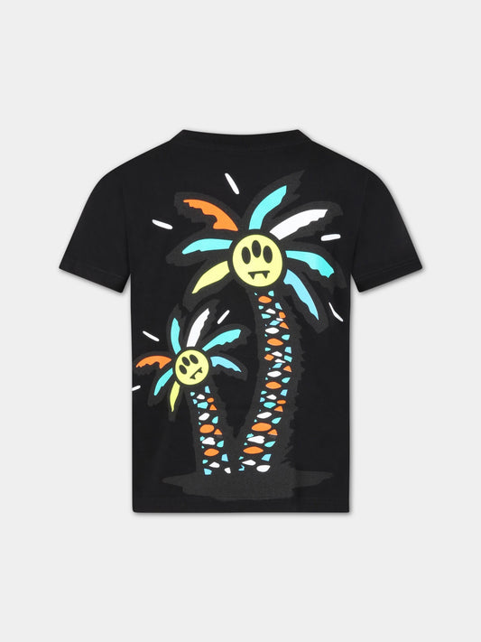 T-shirt nera per bambino con smile e palme,Barrow,033097 110