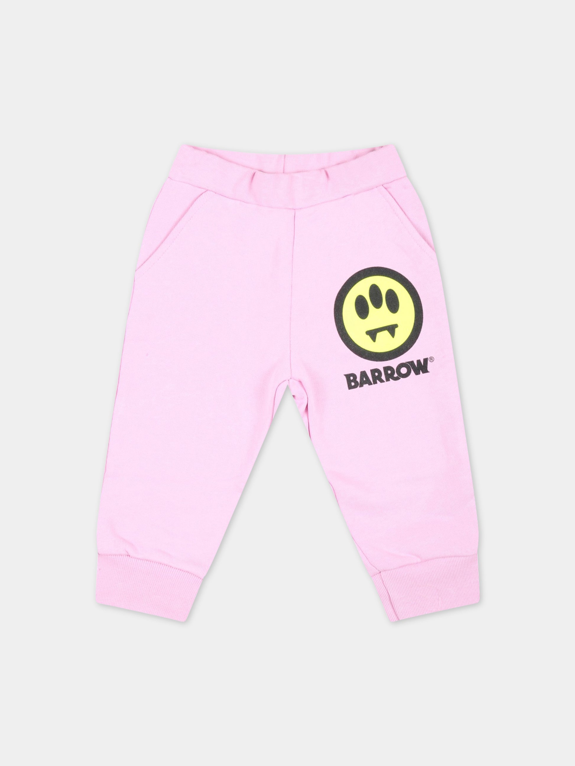 Pantaloni rosa da tuta per neonata con logo,Barrow,033265 042