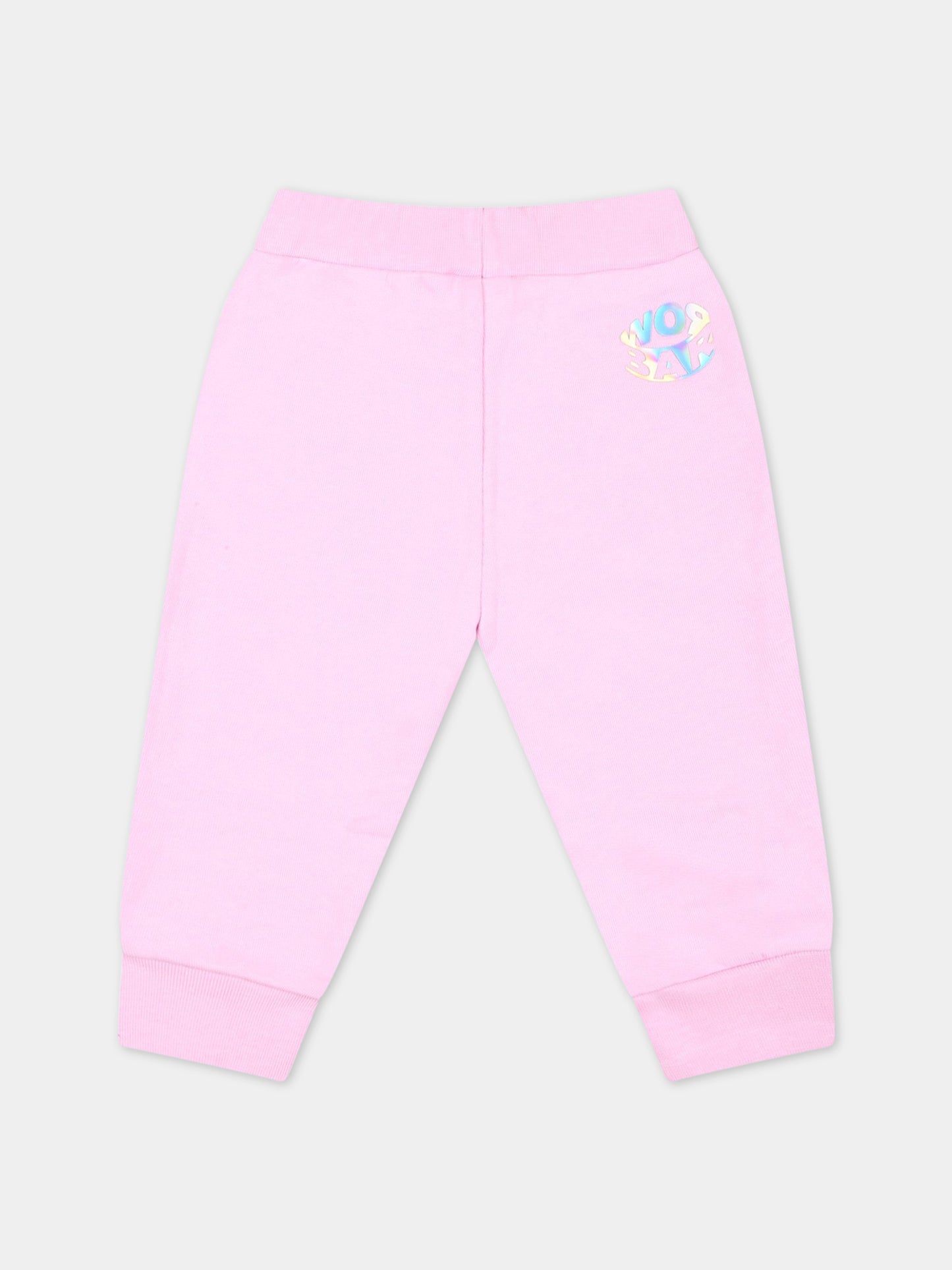 Pantaloni rosa da tuta per neonata con logo,Barrow,033265 042