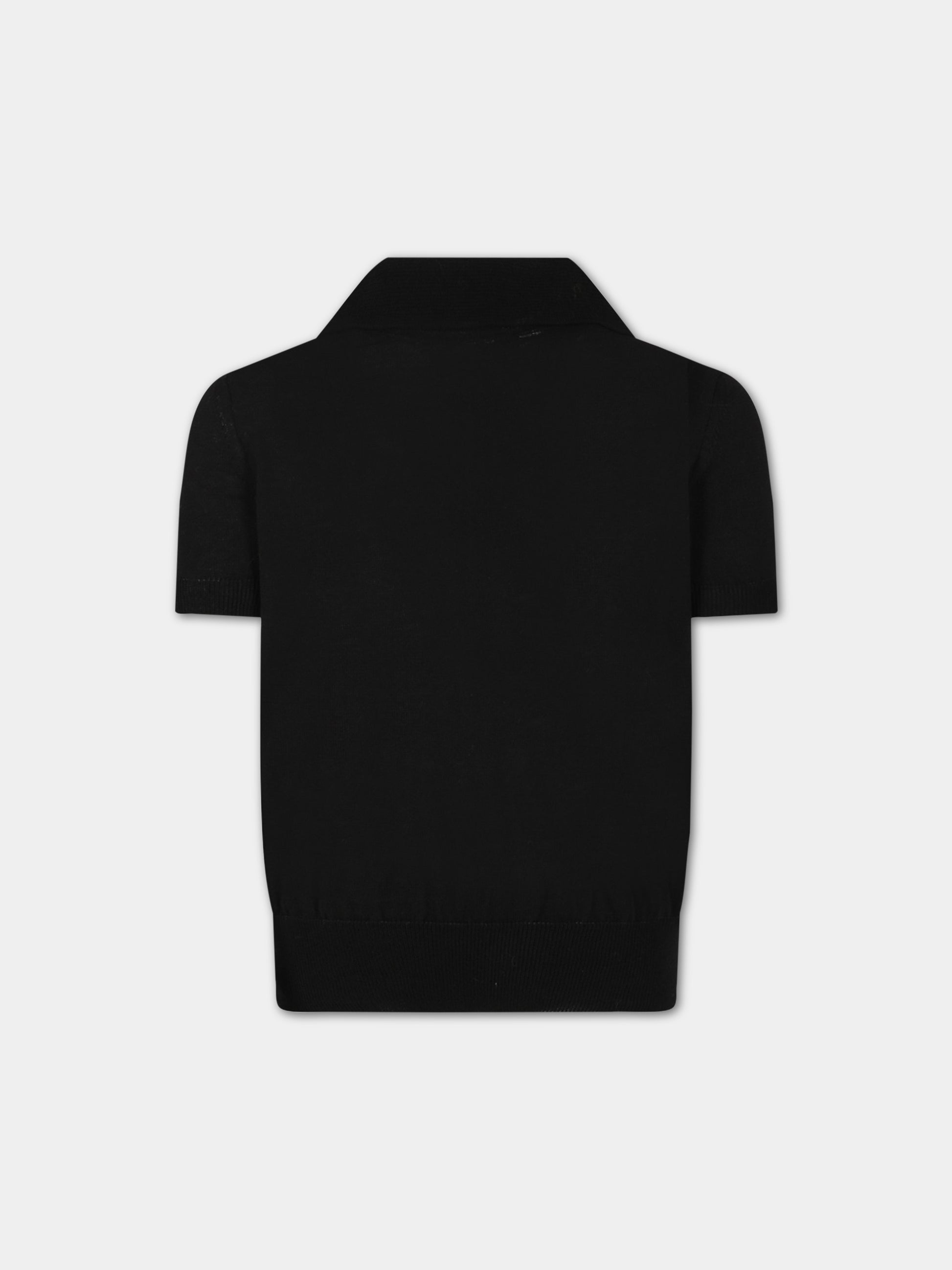 Polo nera per bambino con iconica saetta,Neil Barrett Kids,033590 110