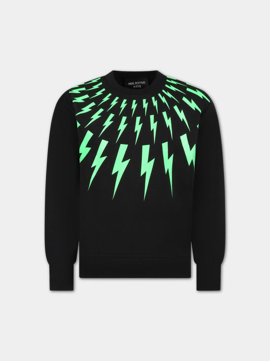 Felpa nera per bambino con iconiche saette,Neil Barrett Kids,033622 110/48