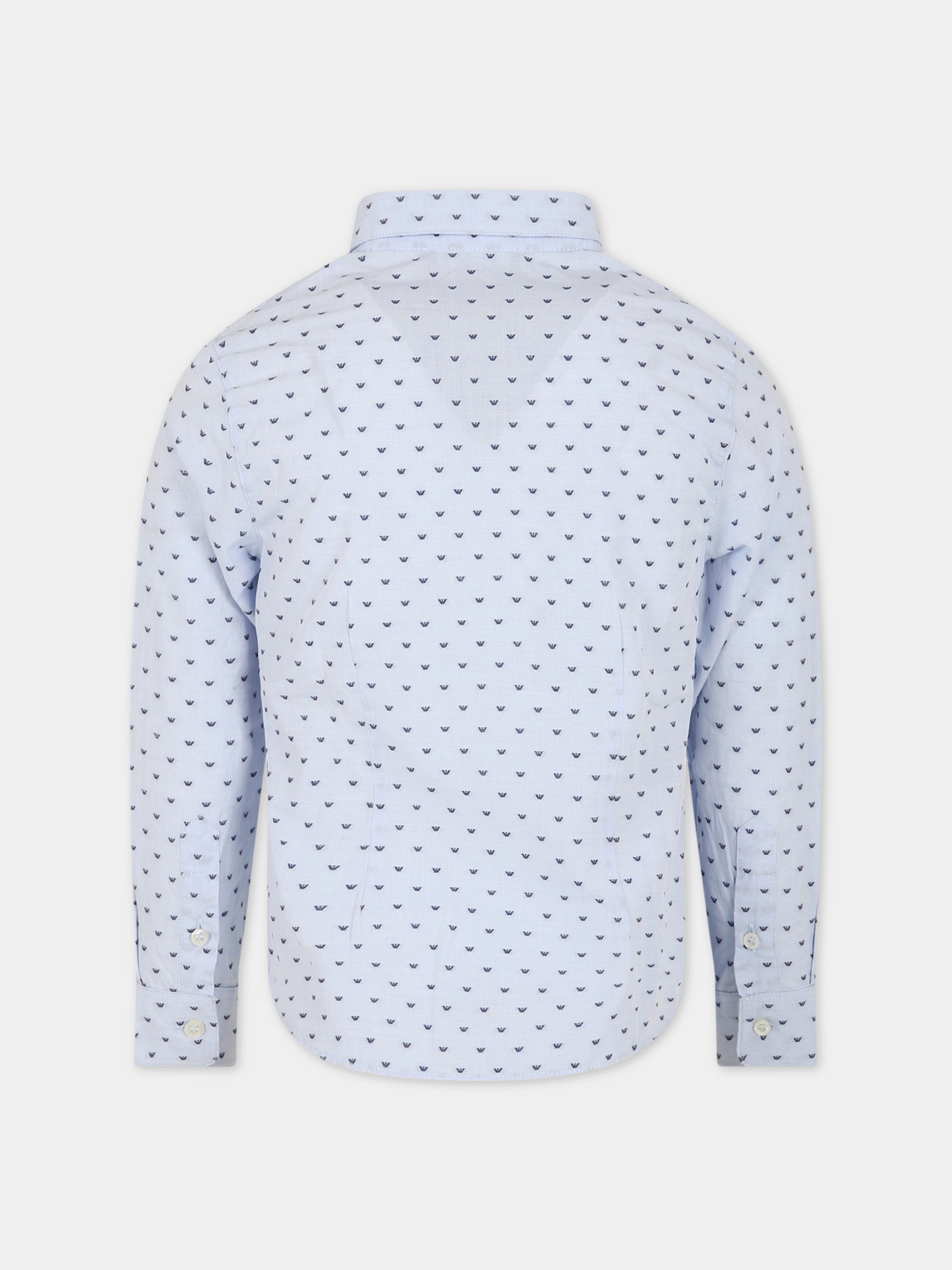 Camicia celeste per bambino con iconici aquilotti,Armani Junior,3R4C86 1K0BZ F747
