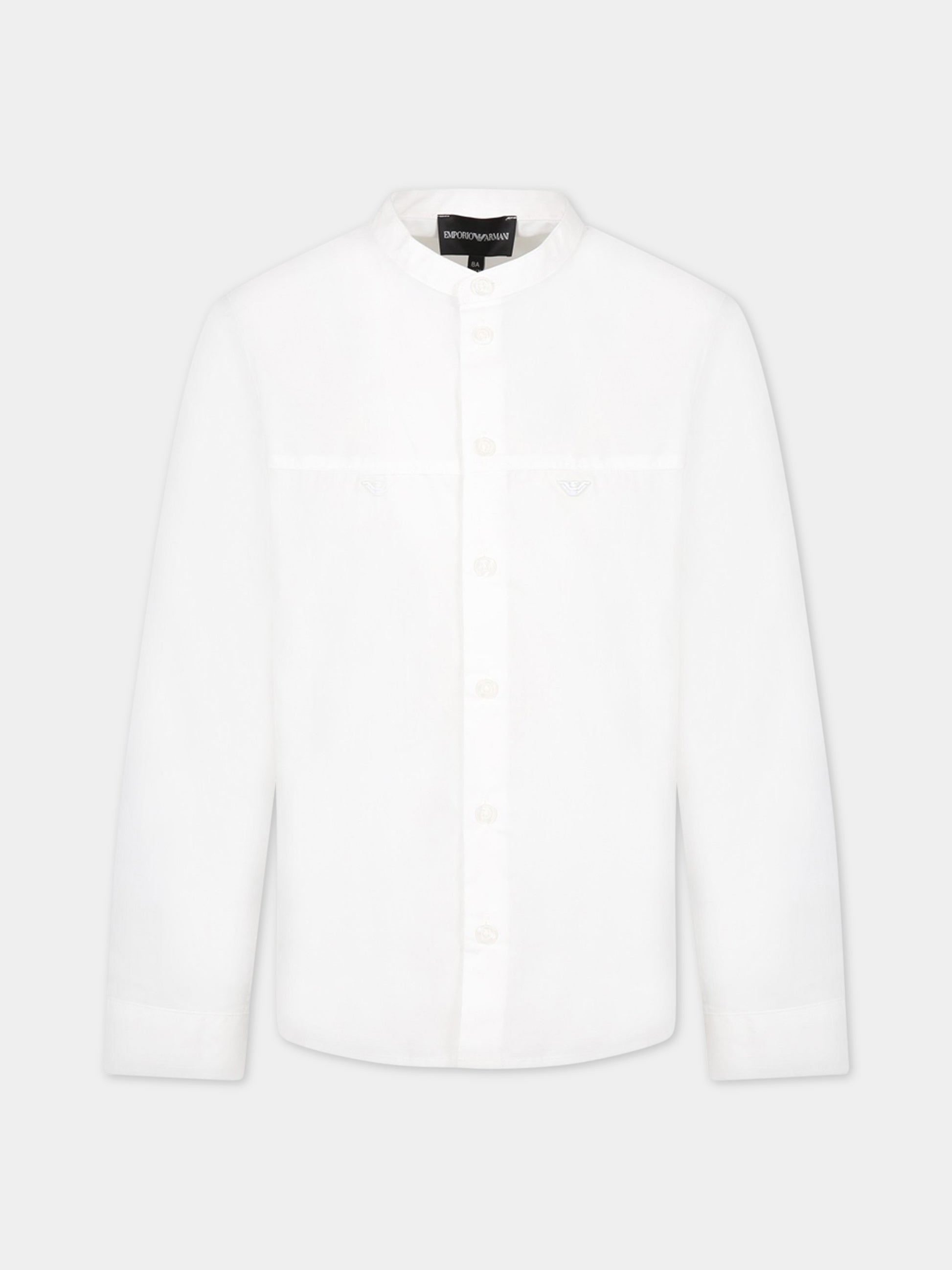 Camicia bianca per bambino con iconico aquilotto,Armani Junior,3R4CJD 1NVZZ 0100