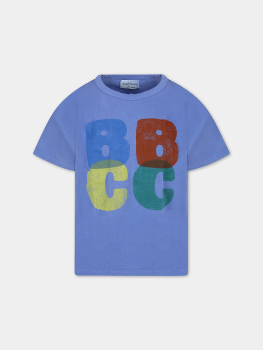 T-shirt viola per bambino con logo muticolor,Bobo Choses,123AC010
