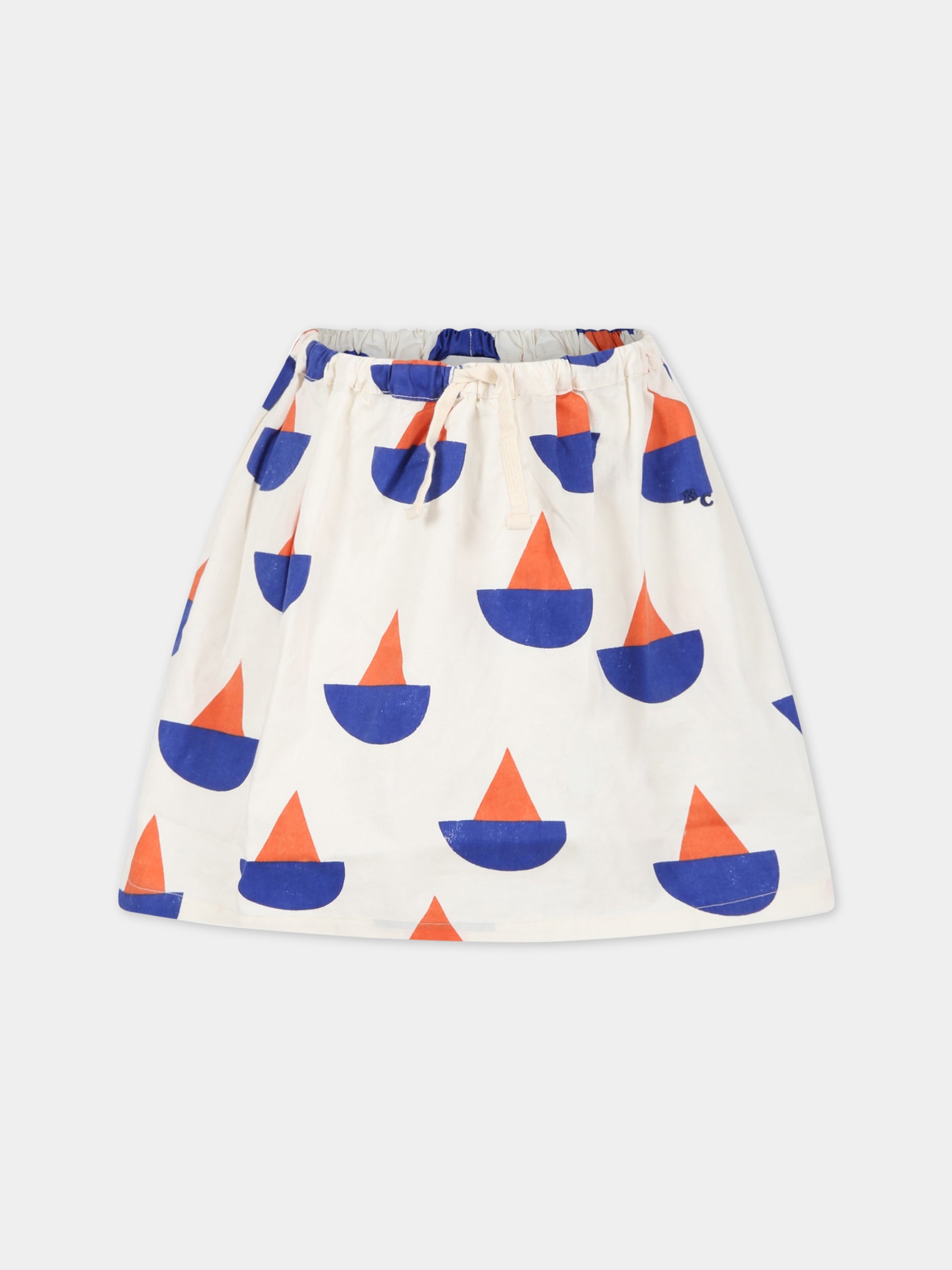 Gonna avorio per bambina con stampa  all-over e logo,Bobo Choses,123AC111