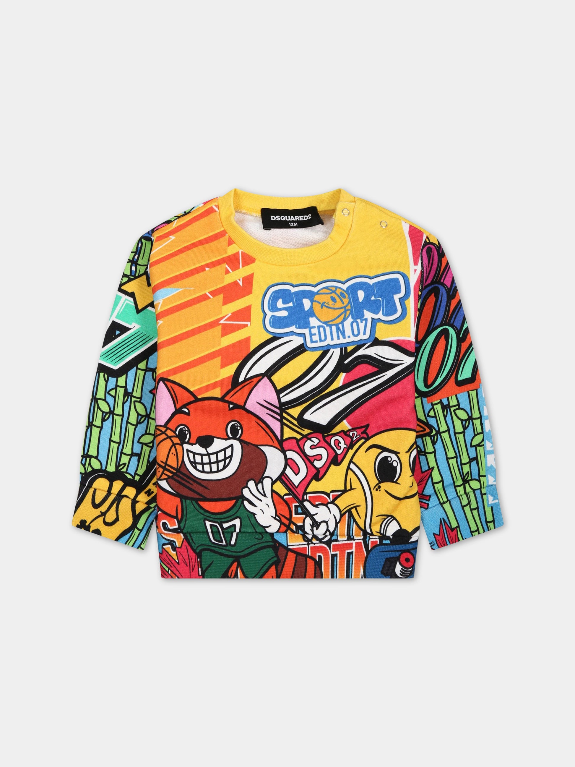 Felpa multicolor per neonato con stampa Shibuya,Dsquared2,DQ1465 D0A29 DQ220