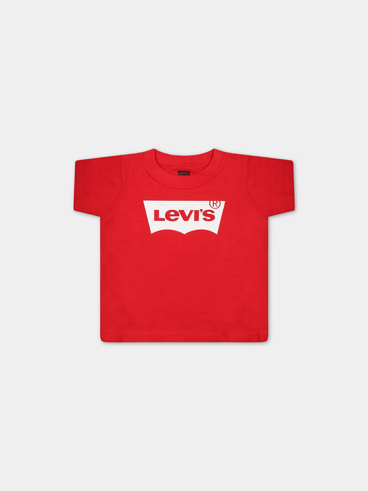 T-shirt rossa per neonato con stampa bianca del logo,Levi's Kids,LK6E8157 6E8157 R6W