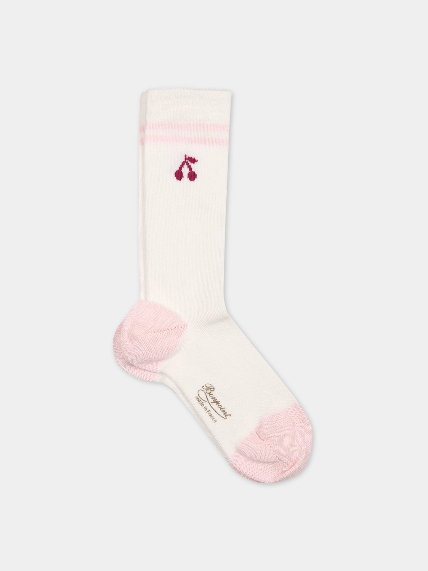 Calze bianche per bambina con ciliegie,Bonpoint,S03GUNK00105 102