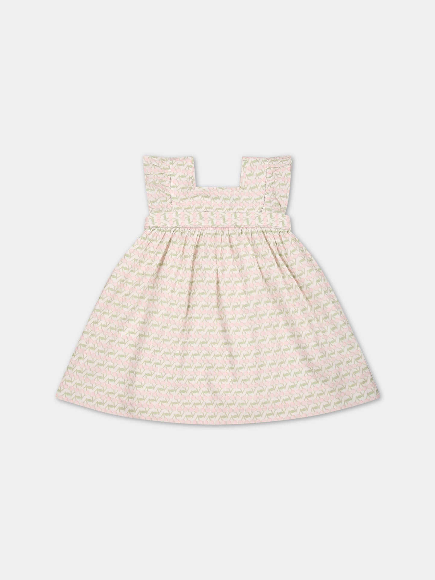 Vestito bianco per neonata con ciliegie,Bonpoint,S03XDRW00110 620