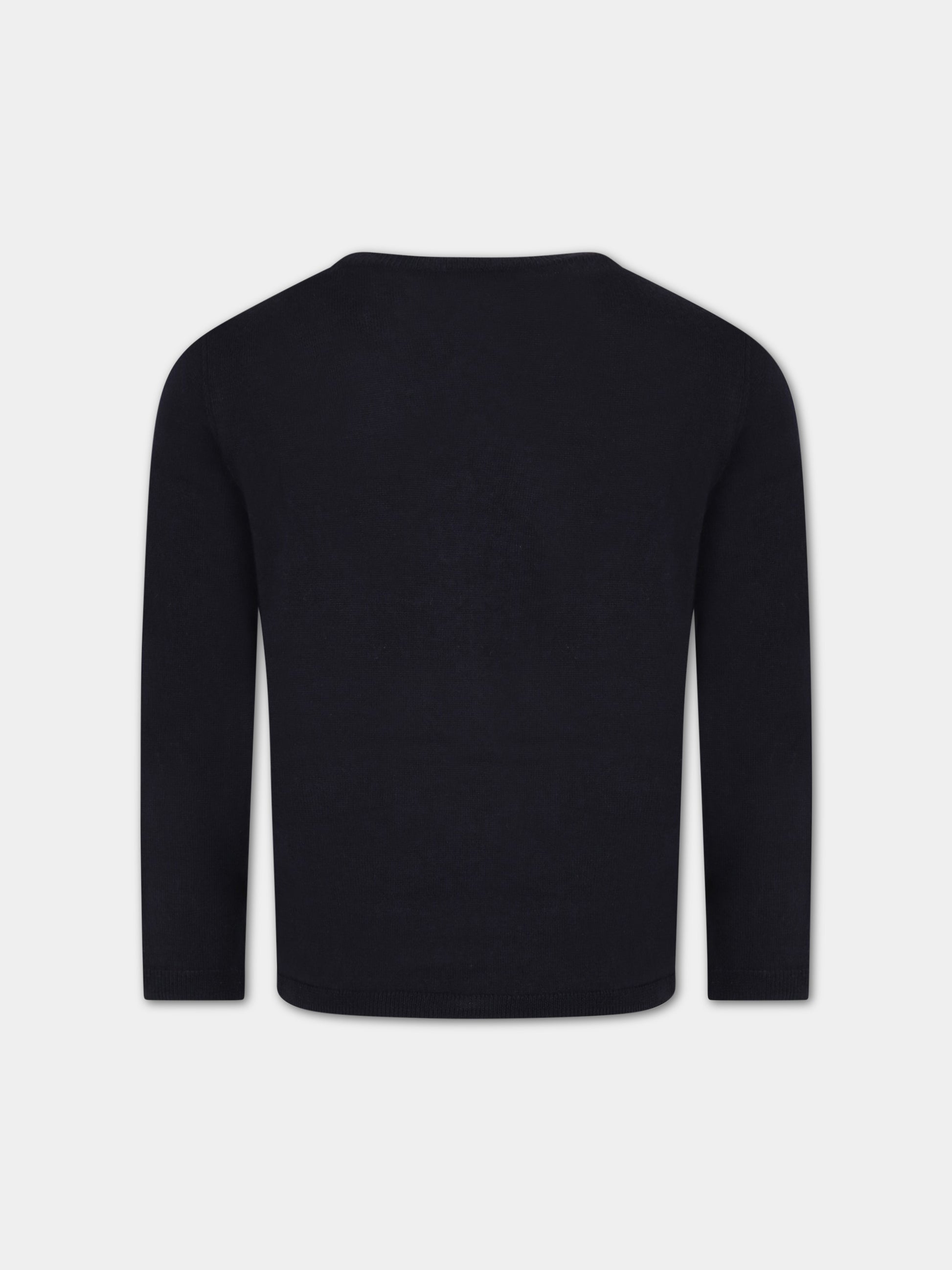 Maglione blu per bambini con logo e iconiche ciliegie,Bonpoint,S03BJUK00001 170