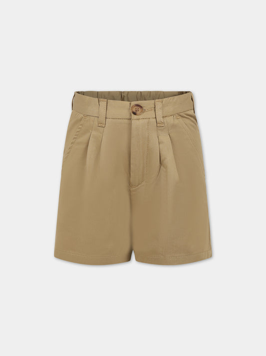 Shorts beige per bambino con logo,Bonpoint,S03BBEW00003 063