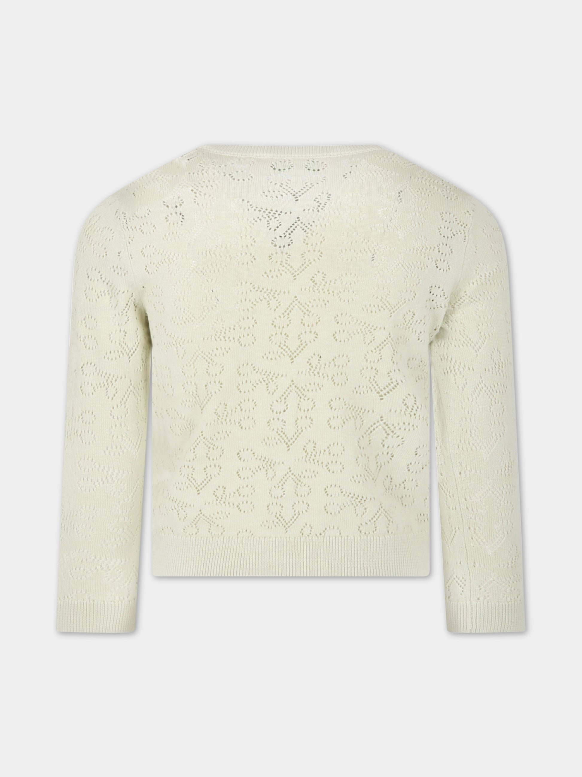 Cardigan verde per bambina con iconiche ciliegie all-over,Bonpoint,S03GCAK00107 045D