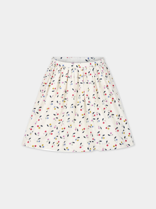 Gonna avorio per bambina con ciliegie,Bonpoint,S03GSKW00008 680