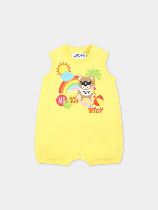 Pagliaccetto giallo per neonati con Teddy Bear,Moschino Kids,MMY043 LBA08 50162