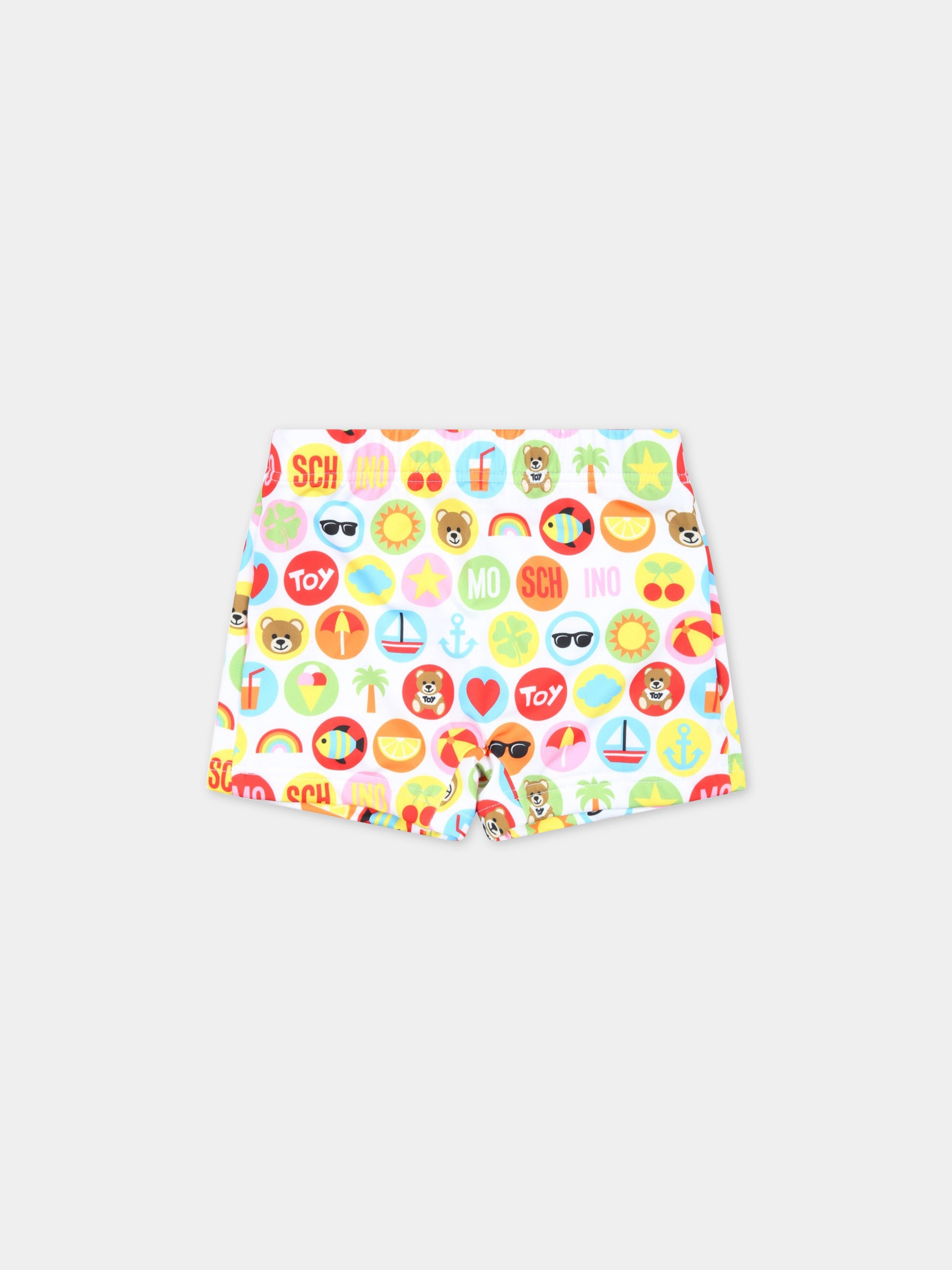 Boxer mare bianchi per neonato con disegni estivi,Moschino Kids,MTL006 LKA00 86802