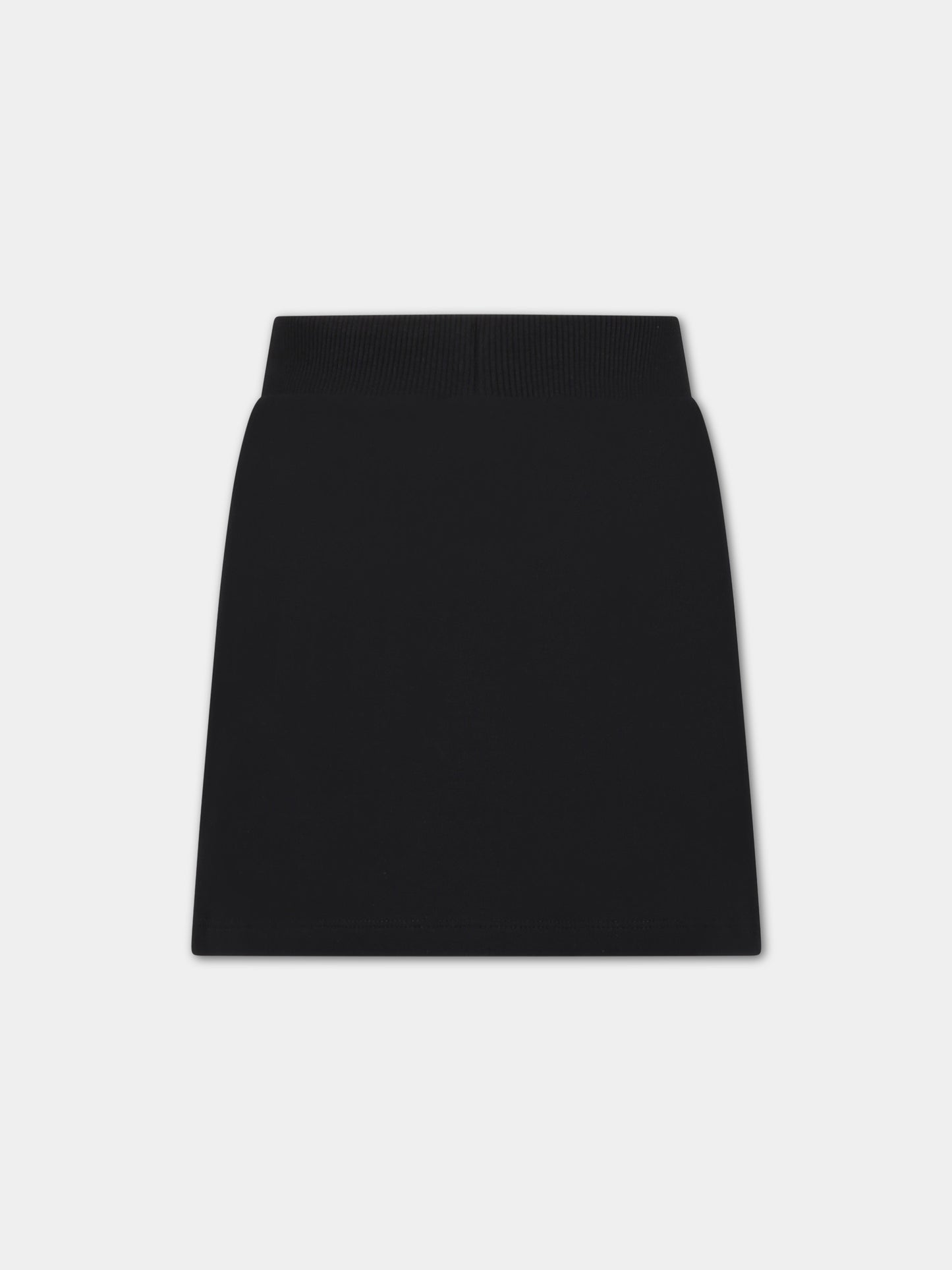 Gonna nera per bambina con logo bianco,Moschino Kids,HCJ01P LDA27 60100