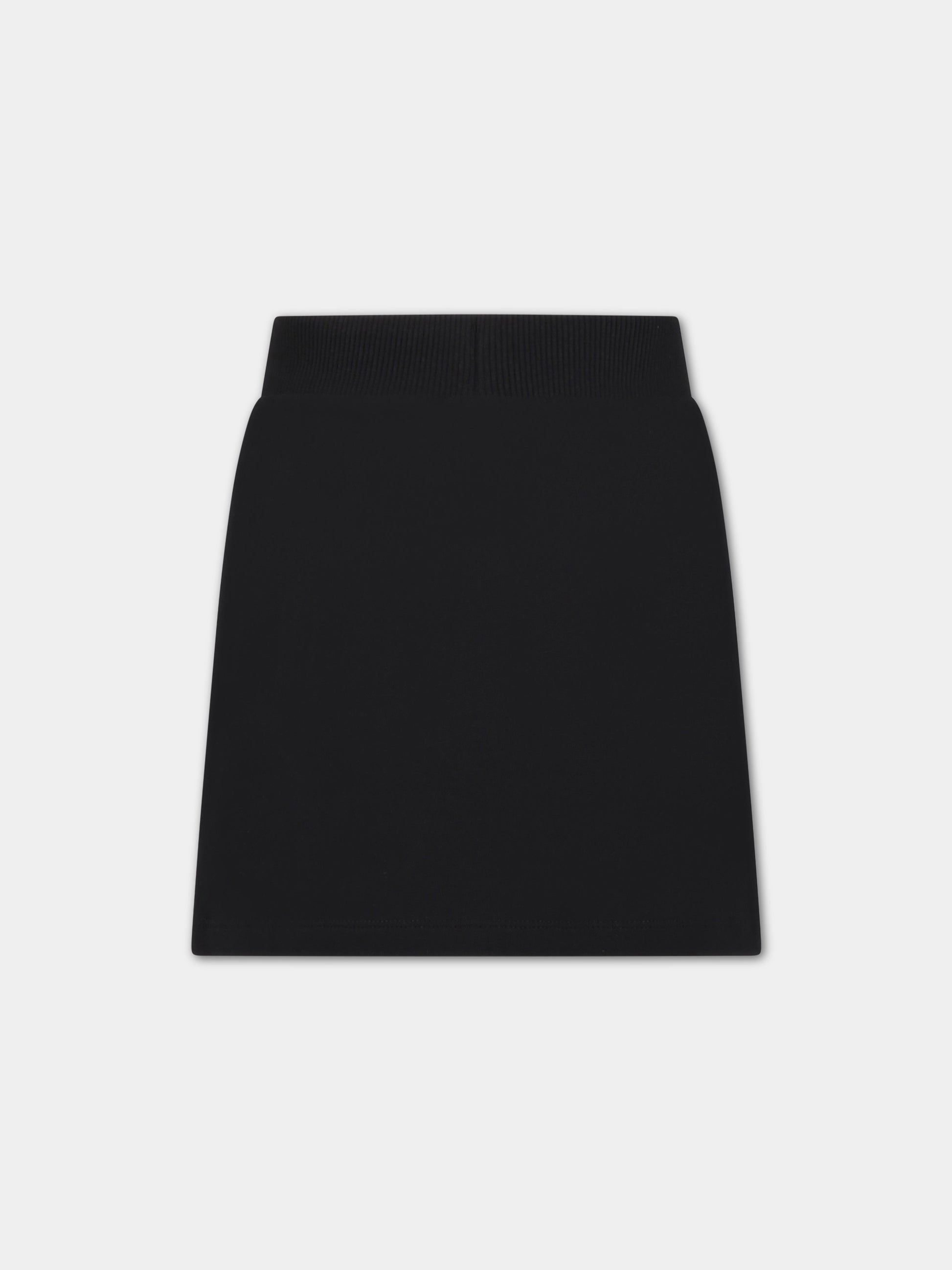 Gonna nera per bambina con logo bianco,Moschino Kids,HCJ01P LDA27 60100