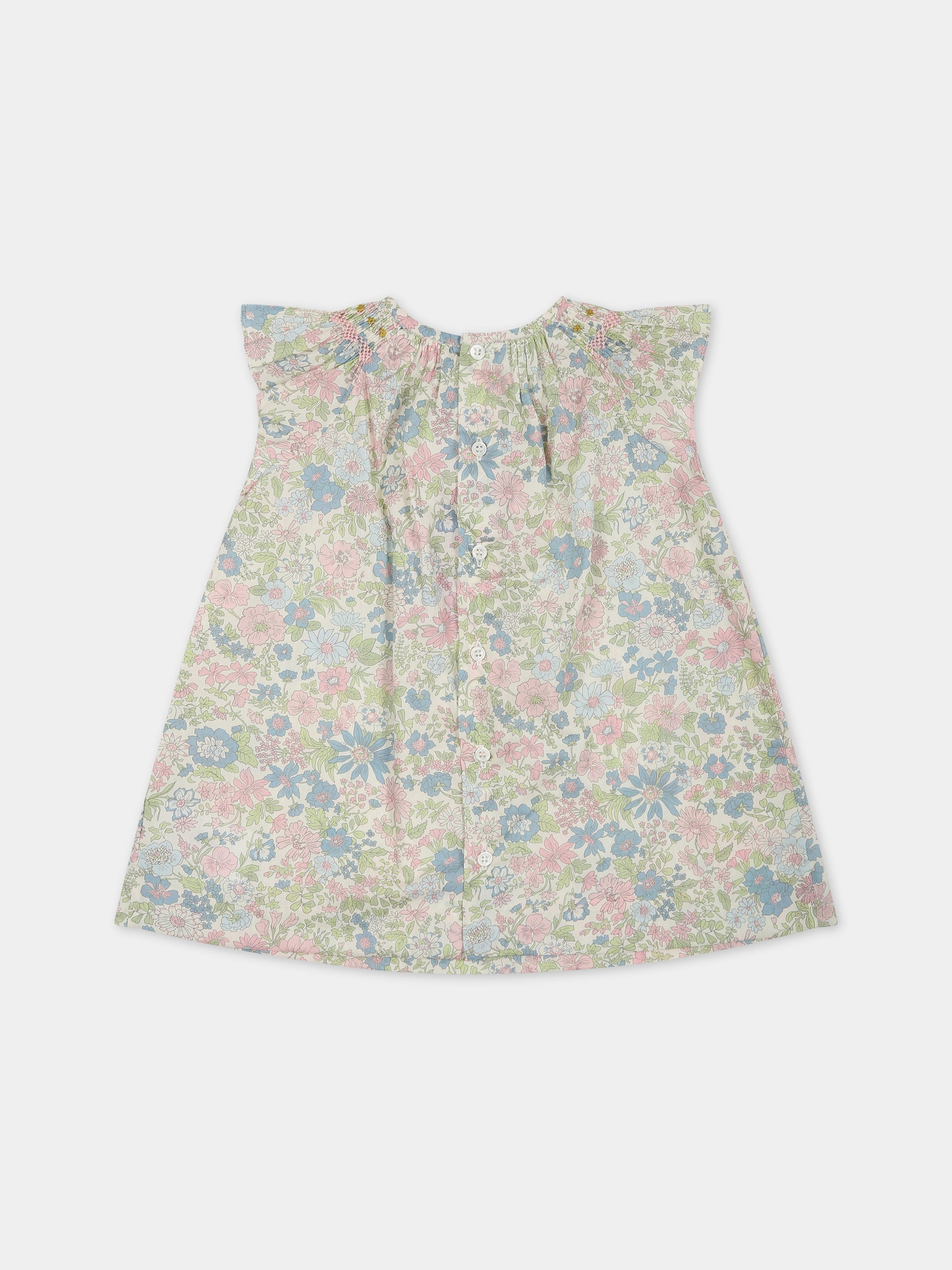 Vestito multicolor per neonata con stampa fiori,Bonpoint,S03XDRW00106 520