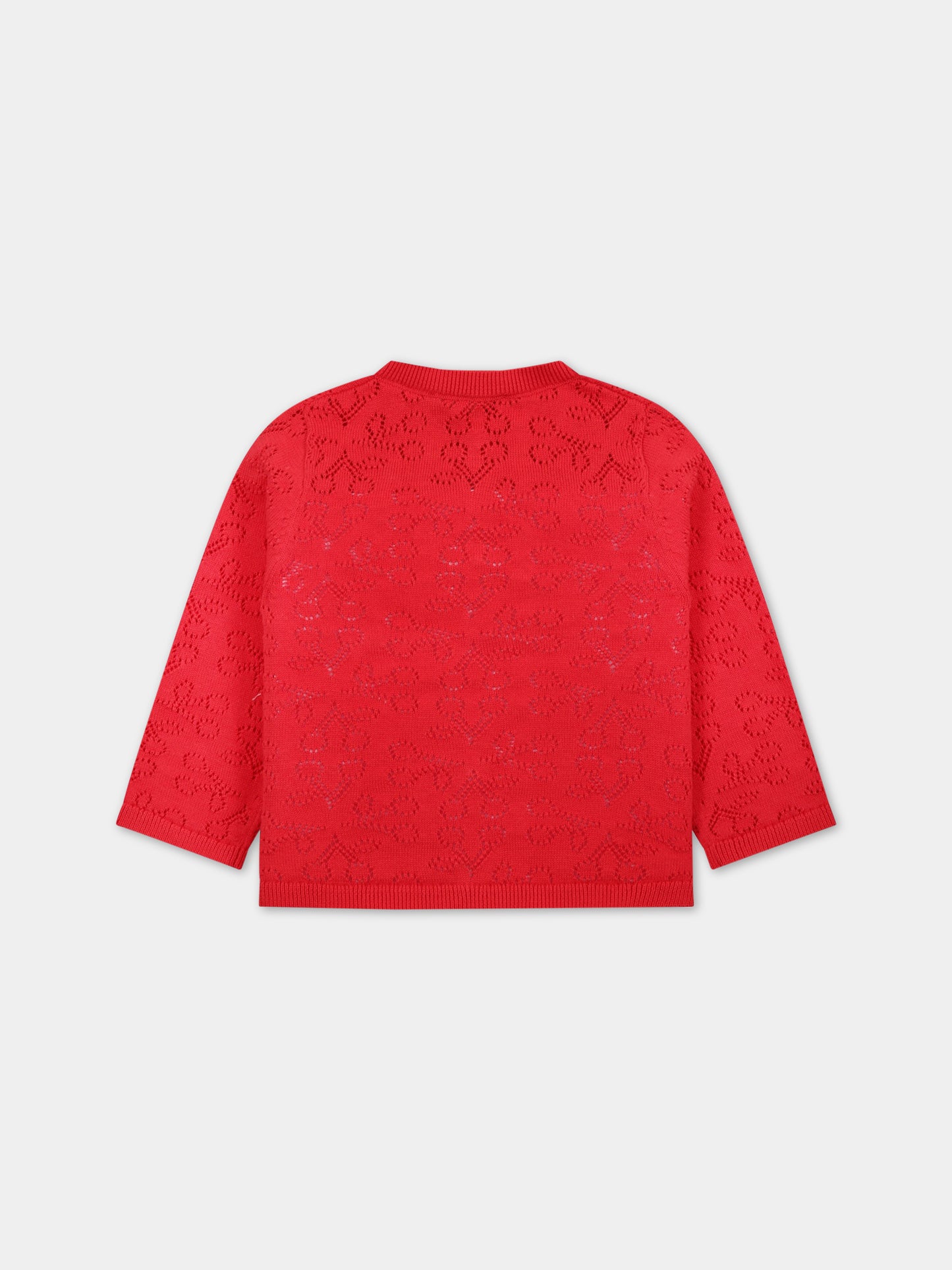 Cardigan rosso per neonata con iconiche ciliegie all-over,Bonpoint,S03XCAK00103 051