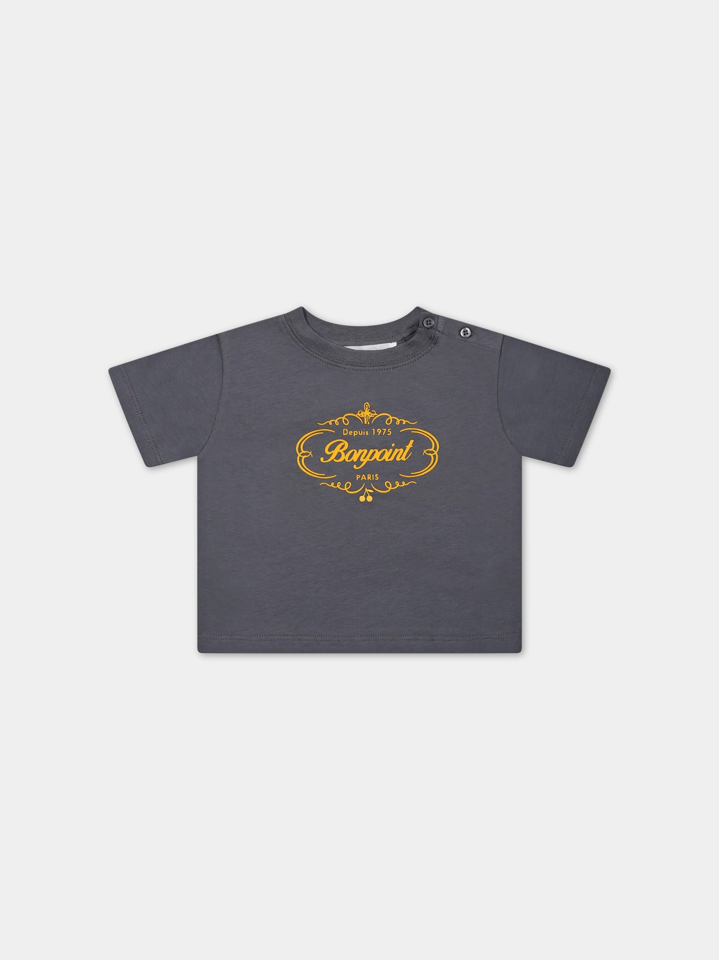 T-shirt grigia per neonato con logo,Bonpoint,S03YTSK00101 114