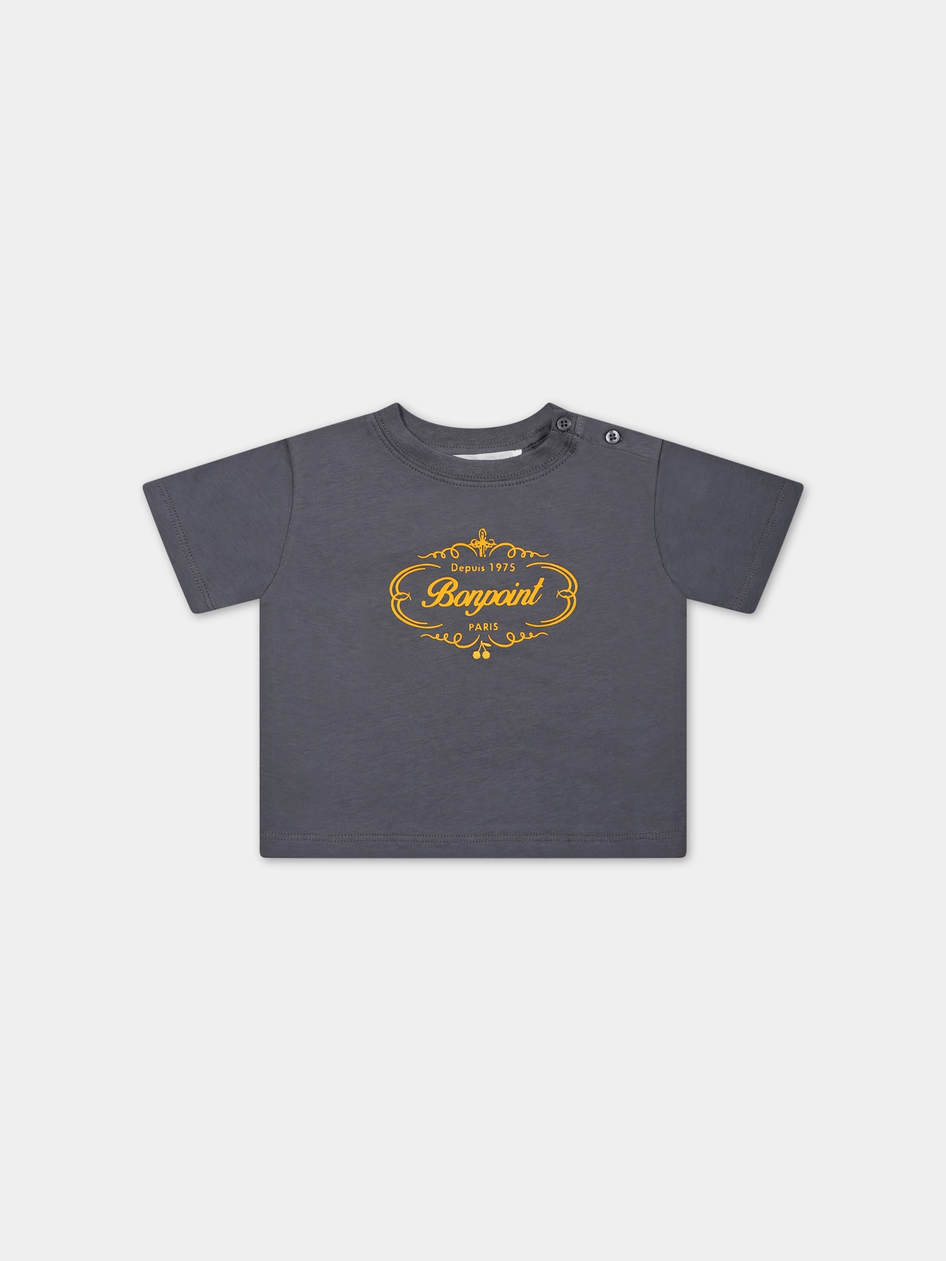 T-shirt grigia per neonato con logo,Bonpoint,S03YTSK00101 114