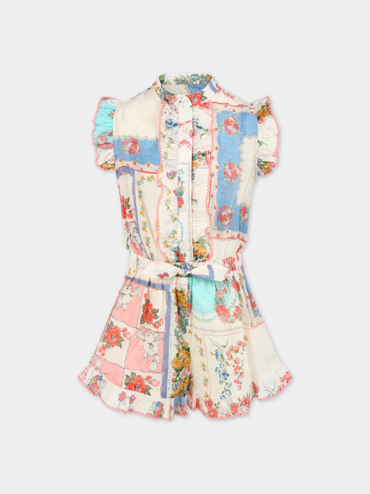 Tuta avorio per bambina con stampa floreale,Zimmermann,1792YCLO PPAF
