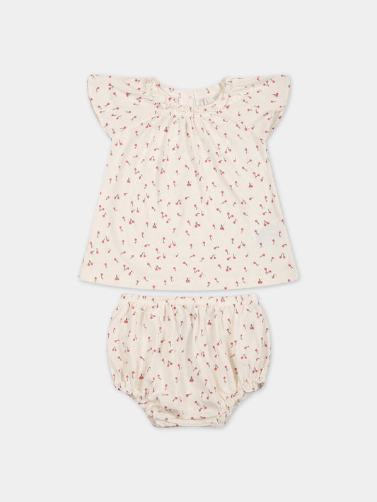 Completo avorio per neonata con ciliegie,Bonpoint,S03XNIK00100 622C