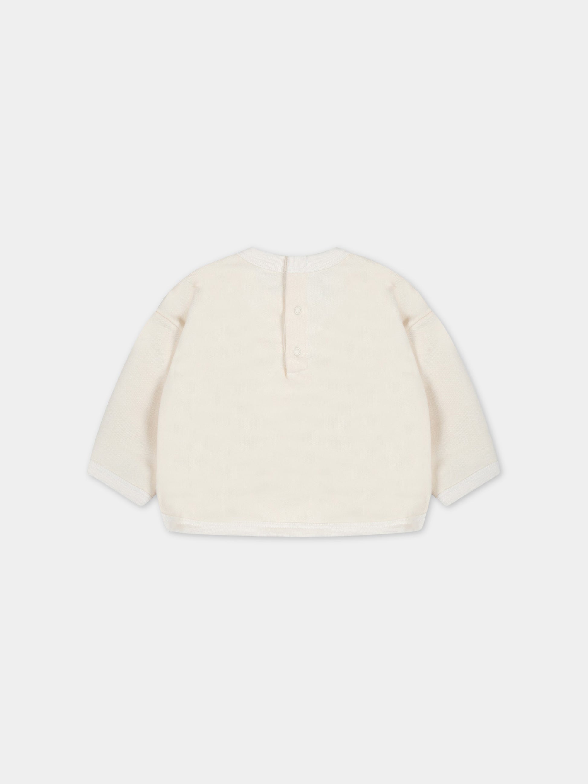 Felpa beige per neonato con logo rosso,Petit Bateau,A07NO AVALANCHE