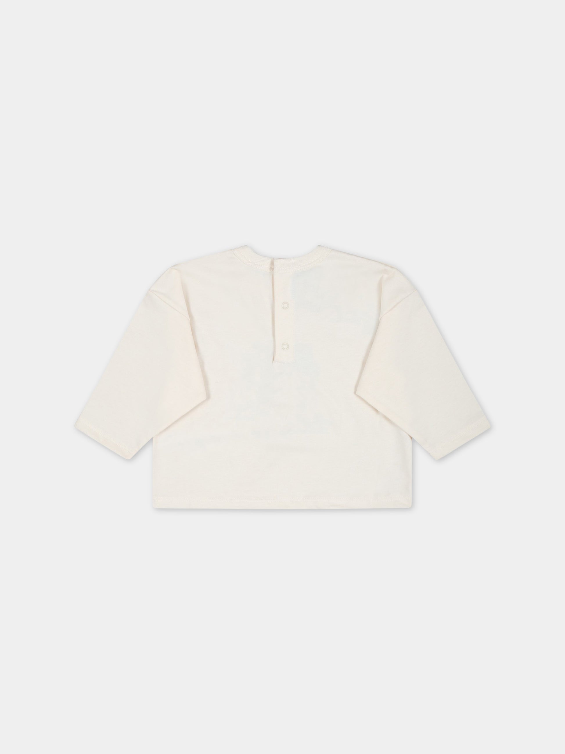 T-shirt avorio per neonato con barca blu,Petit Bateau,A07PX AVALANCHE