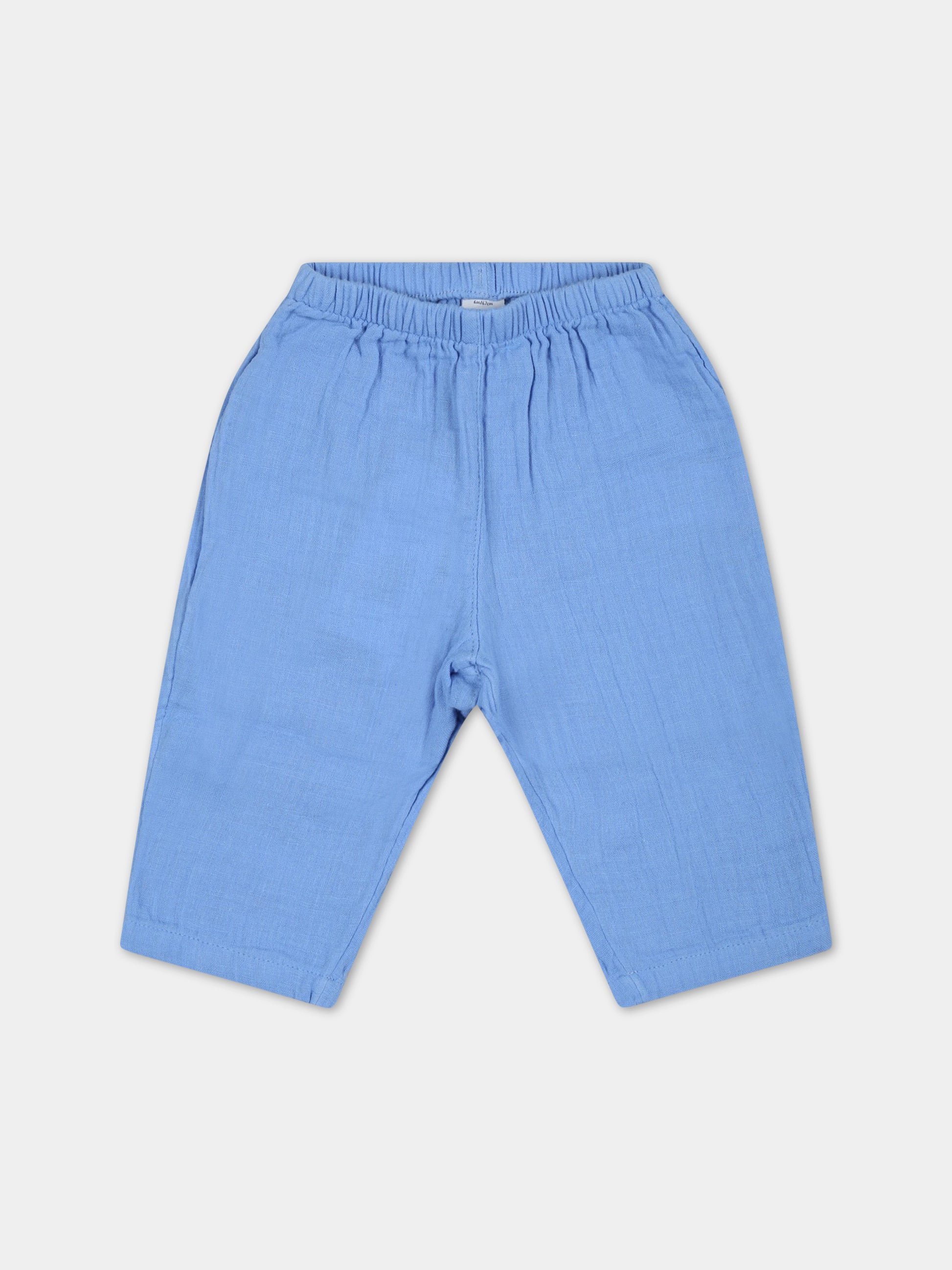 Pantaloni azzurri per neonato con patch logato,Petit Bateau,A0750 EDNA