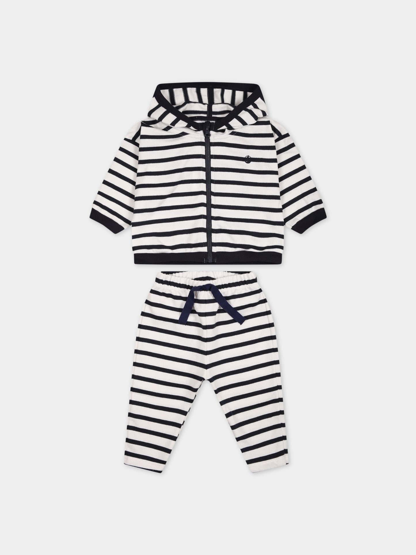 Completo multicolor per neonato con logo,Petit Bateau,A077U MARSHMALLOW/SMOKING