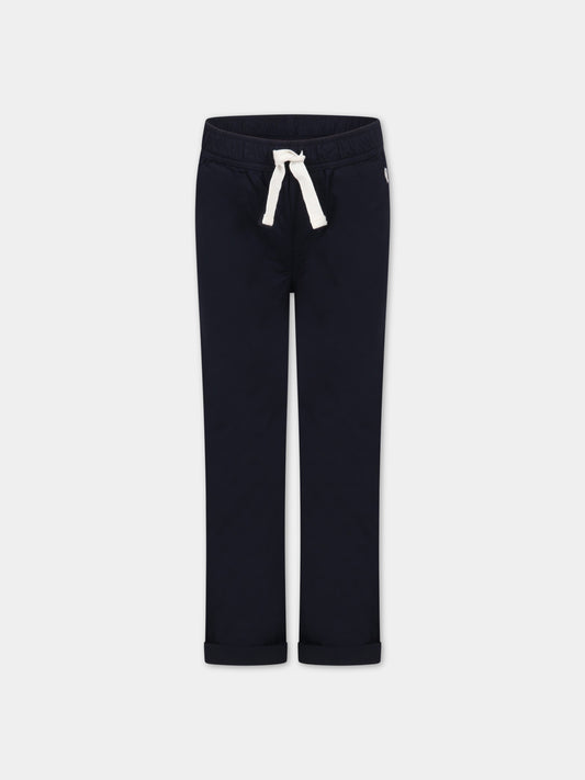 Pantaloni blu per bambino con logo bianco,Petit Bateau,A06Q6 SMOKING